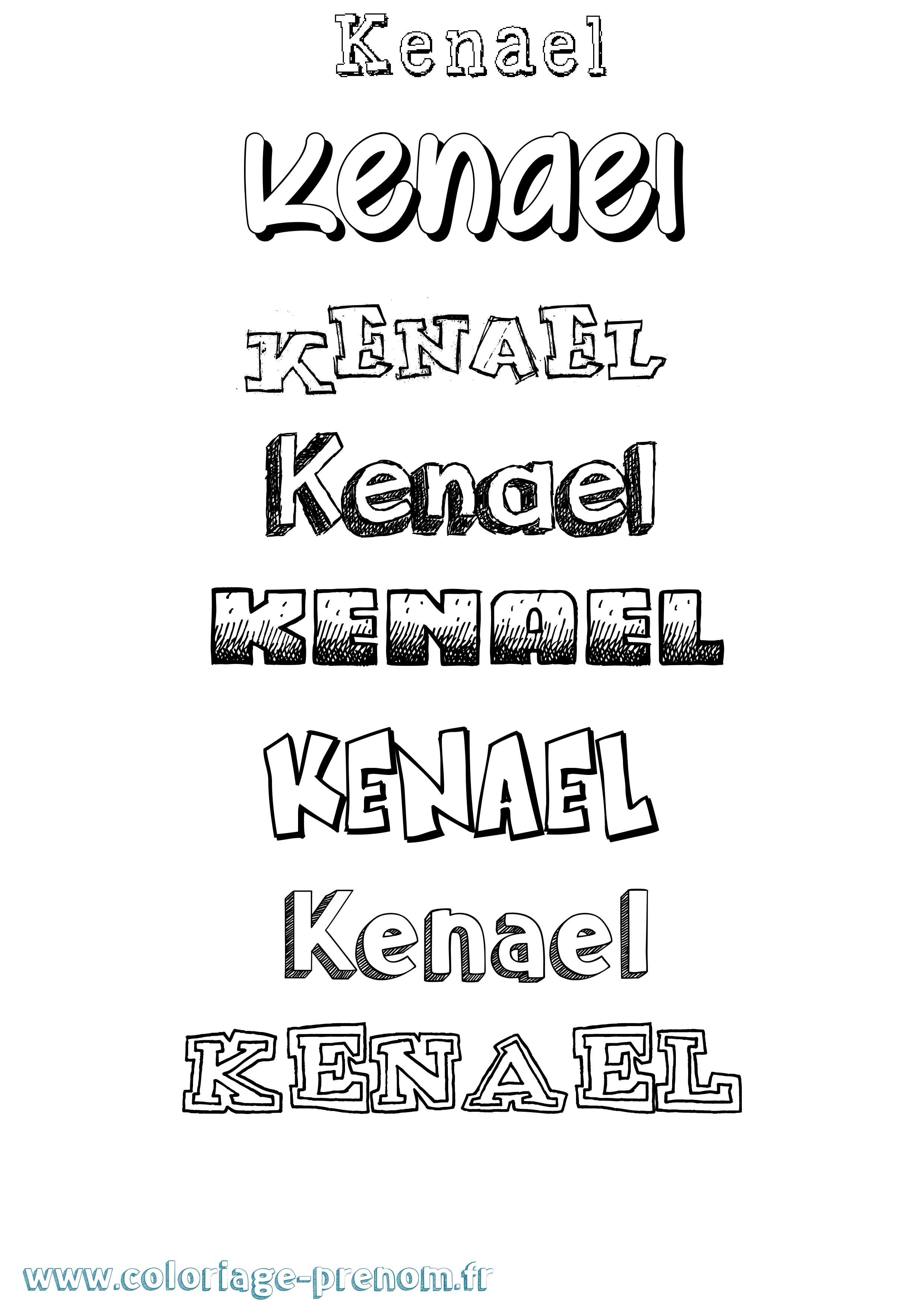 Coloriage Kenael Dessiné Coloriage prénom Kenael Dessiné