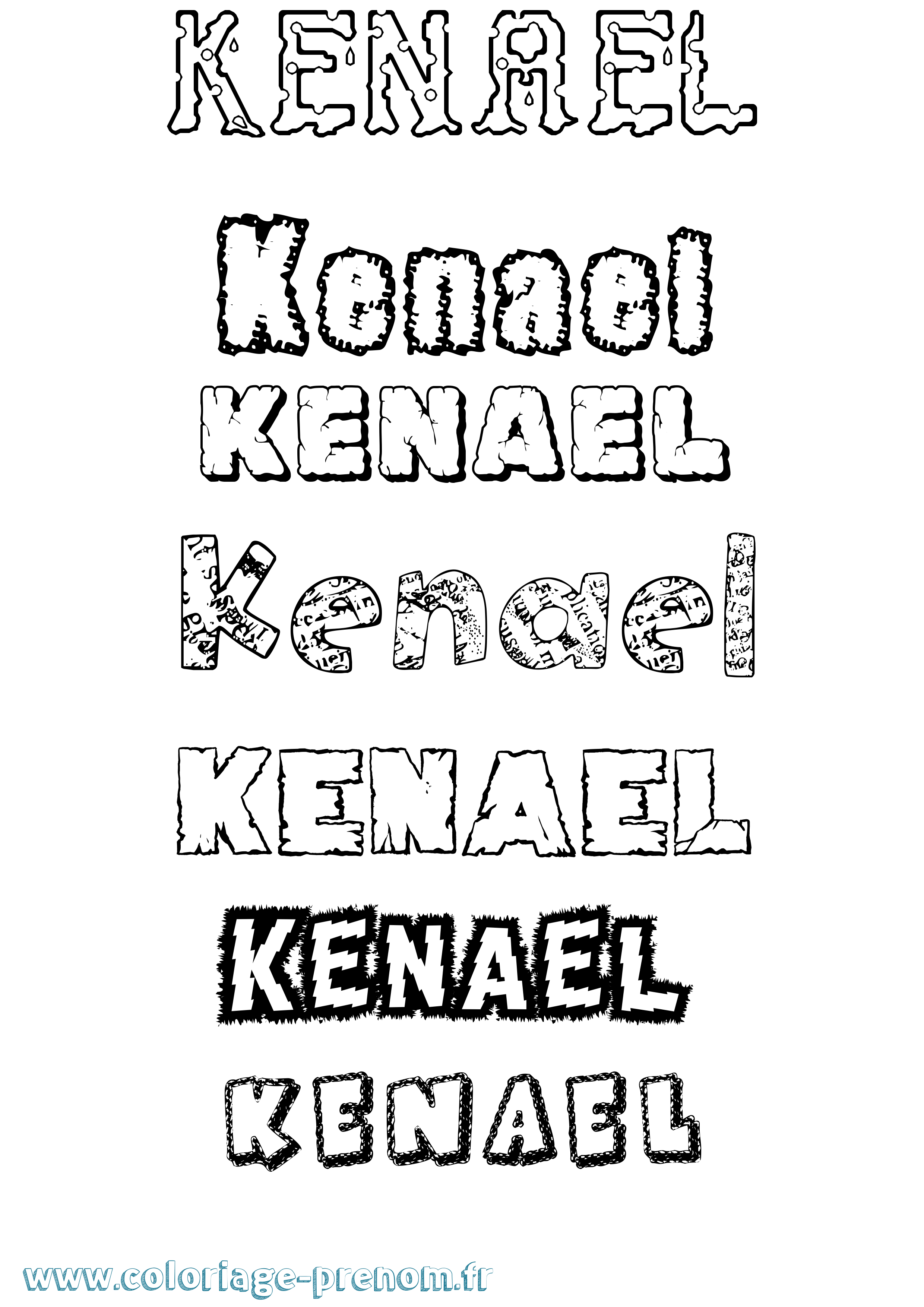 Coloriage Kenael Destructuré Coloriage prénom Kenael Destructuré