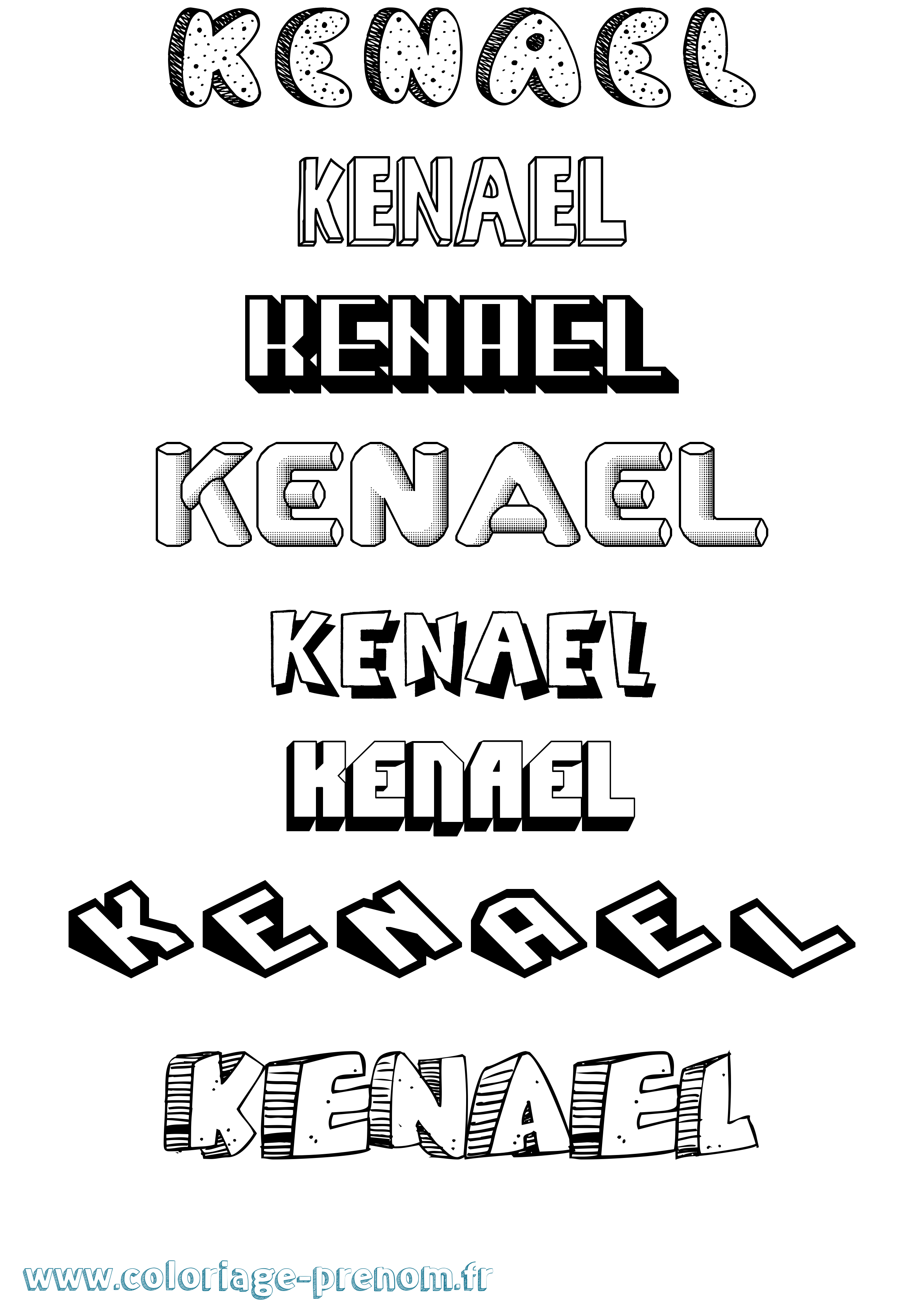 Coloriage Kenael Effet 3D Coloriage prénom Kenael Effet 3D