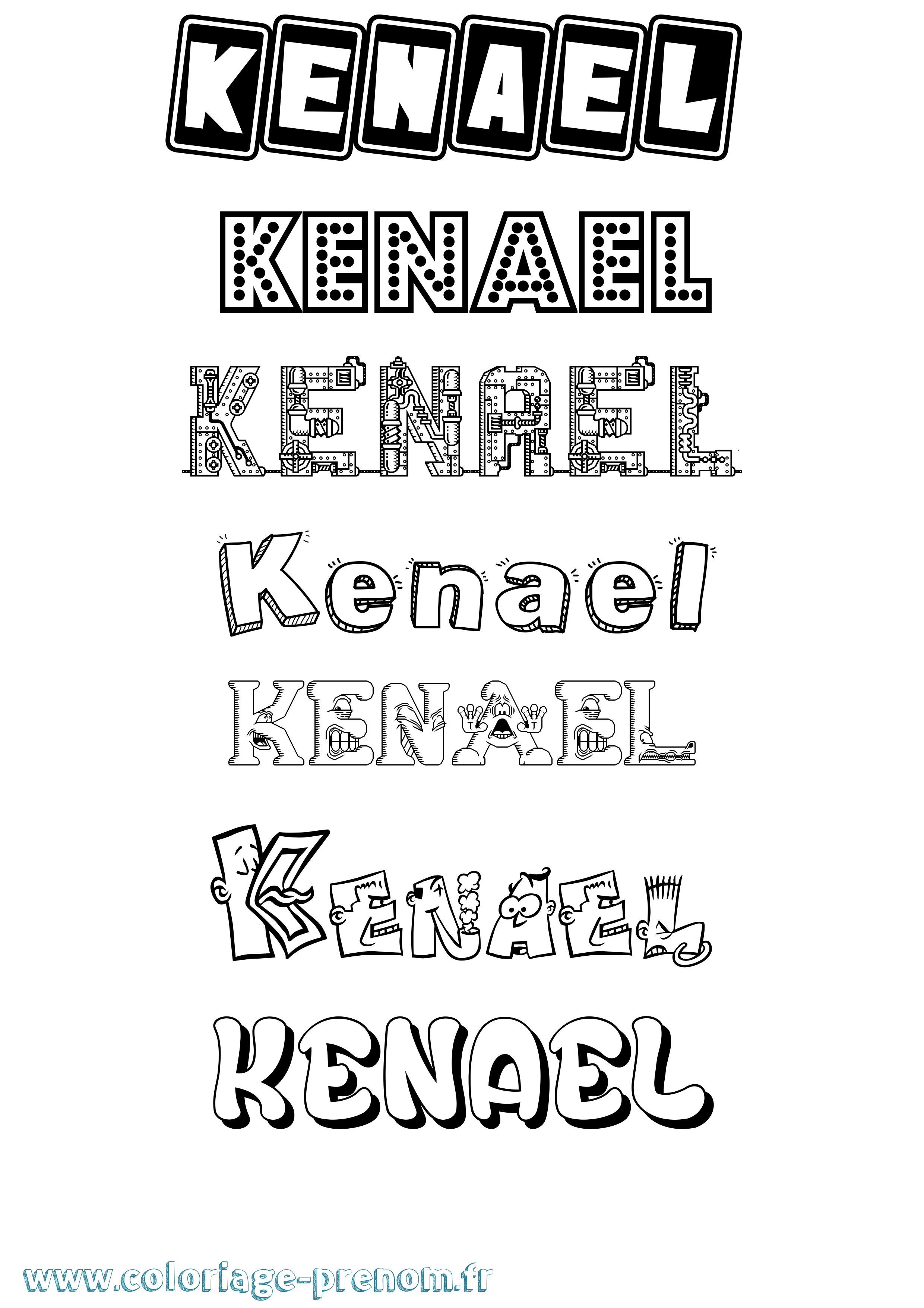 Coloriage Kenael Fun Coloriage prénom Kenael Fun