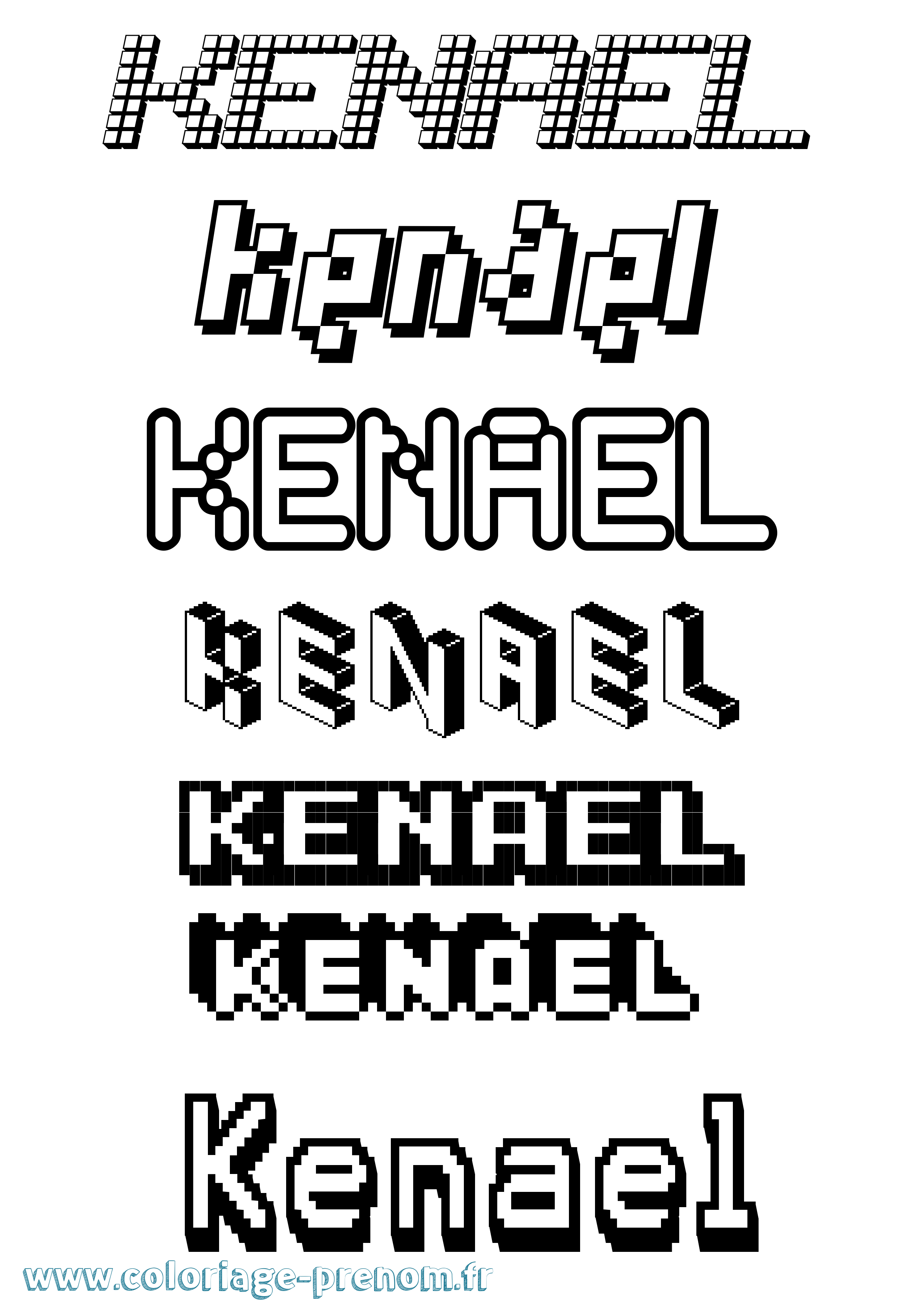 Coloriage Kenael Pixel Coloriage prénom Kenael Pixel