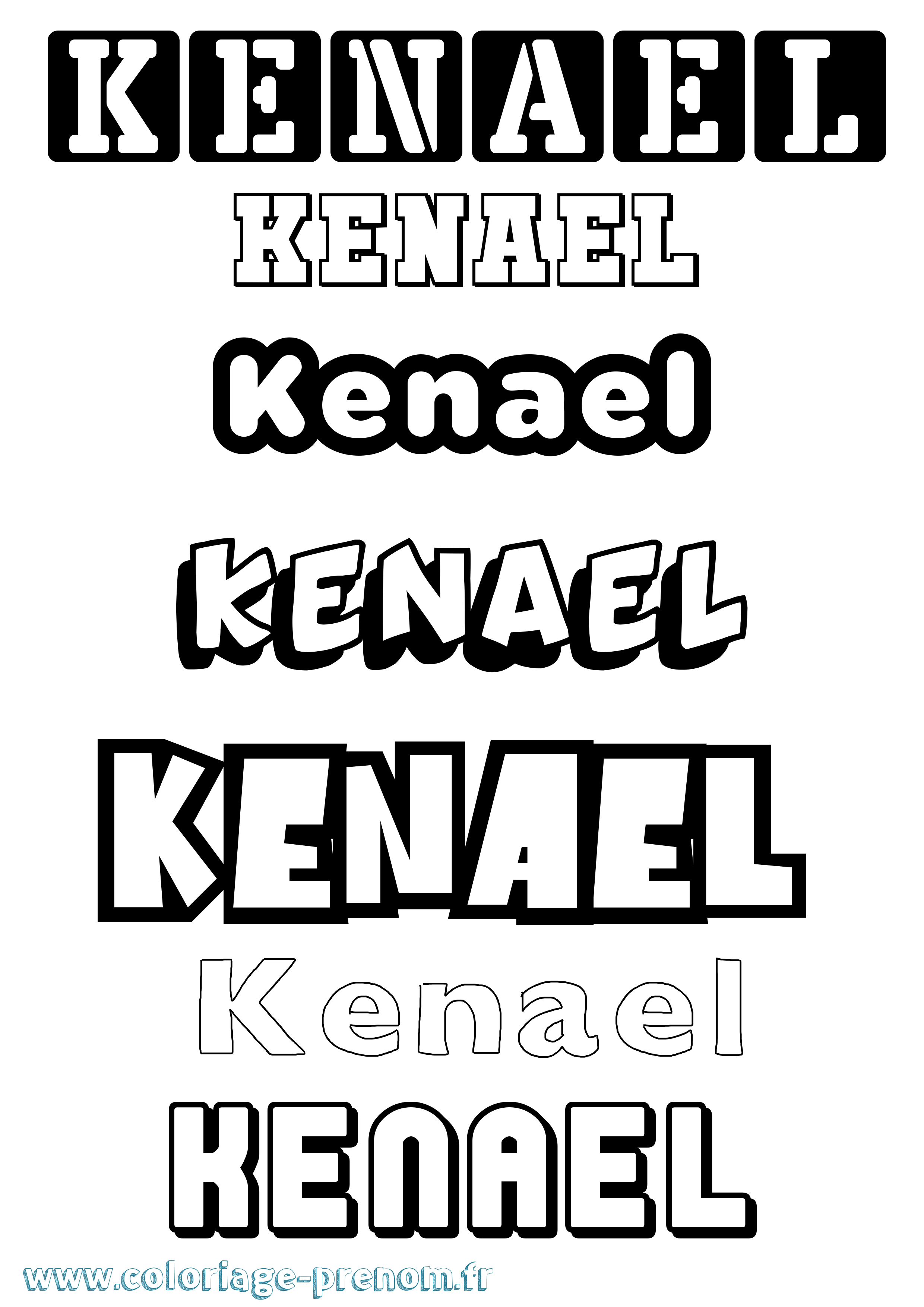 Coloriage Kenael Simple Coloriage prénom Kenael Simple