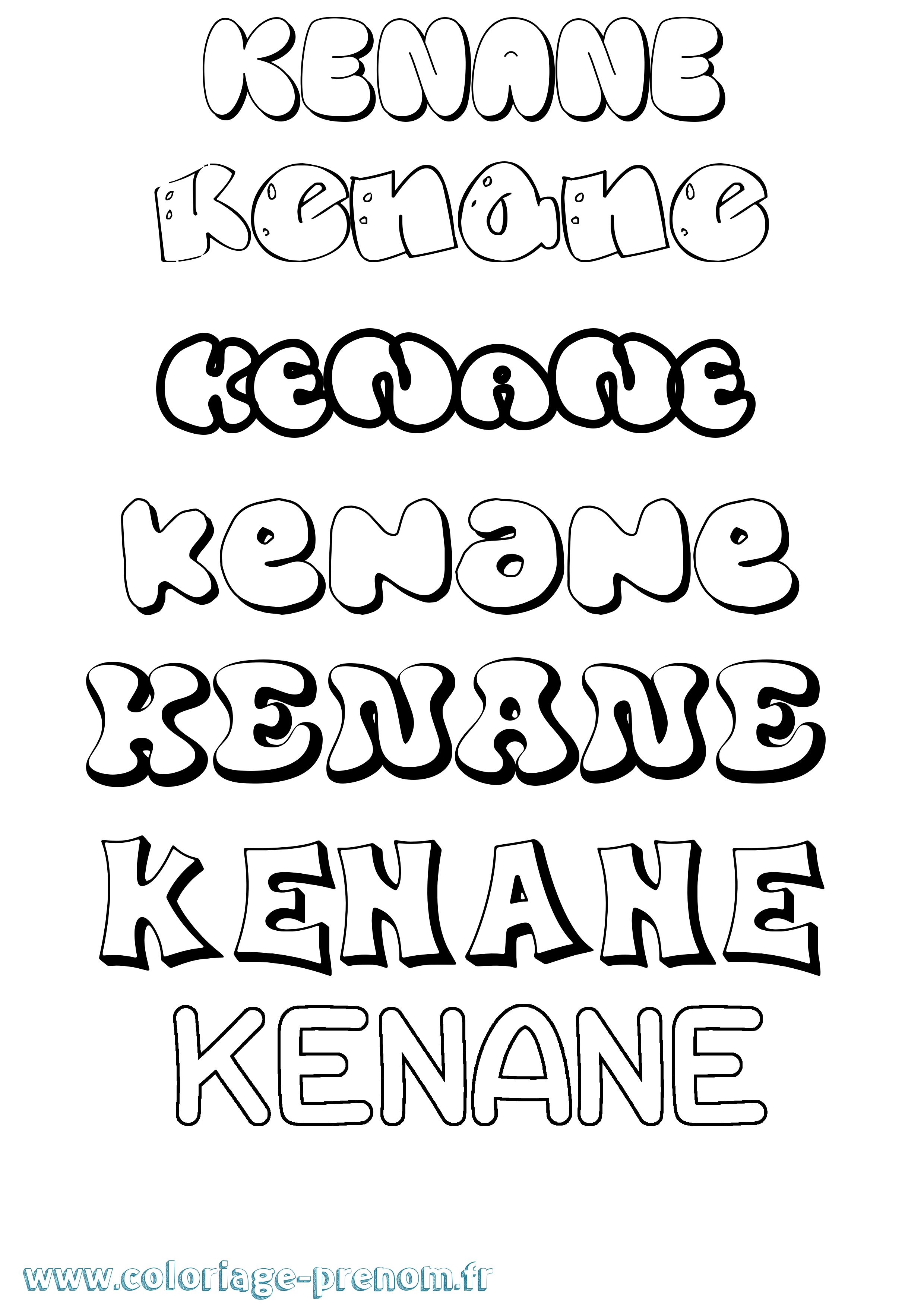 Coloriage Kenane Bubble Coloriage prénom Kenane Bubble