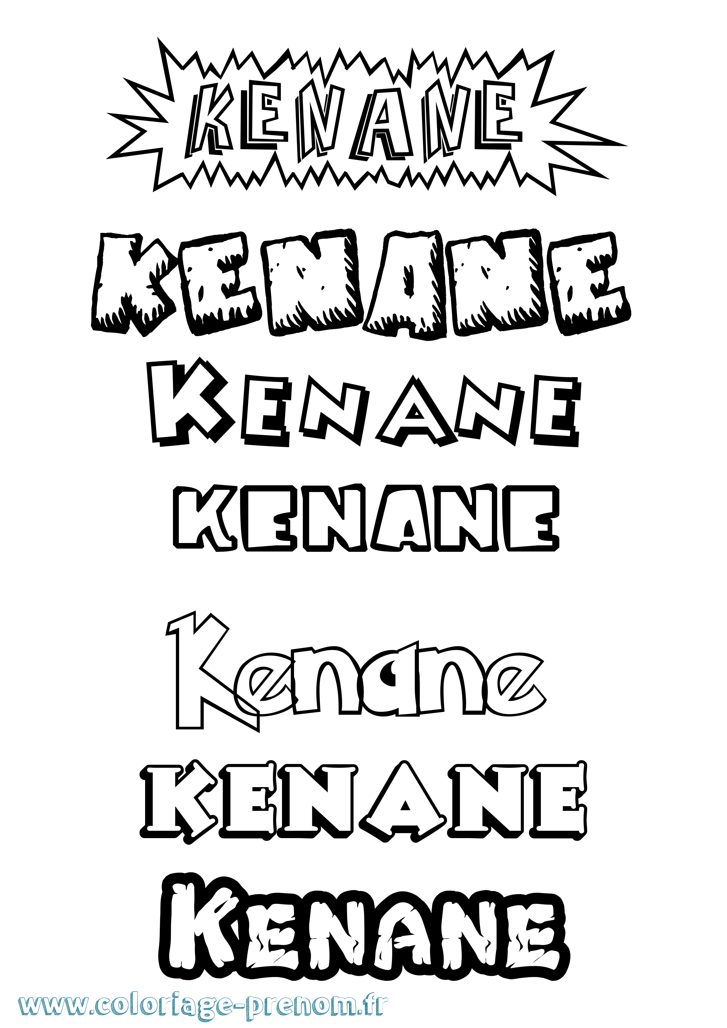 Coloriage Kenane Dessin Animé Coloriage prénom Kenane Dessin Animé