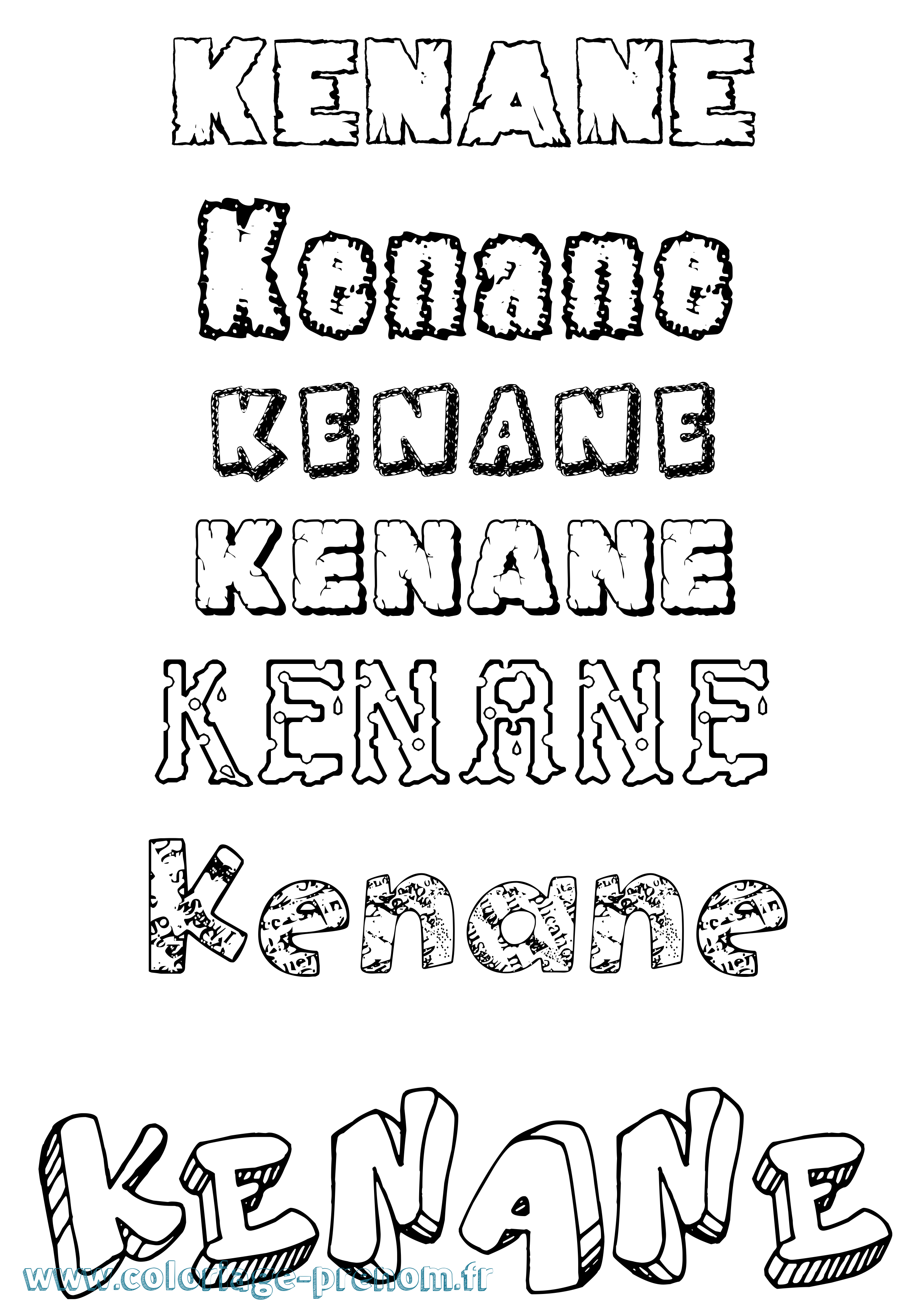 Coloriage Kenane Destructuré Coloriage prénom Kenane Destructuré