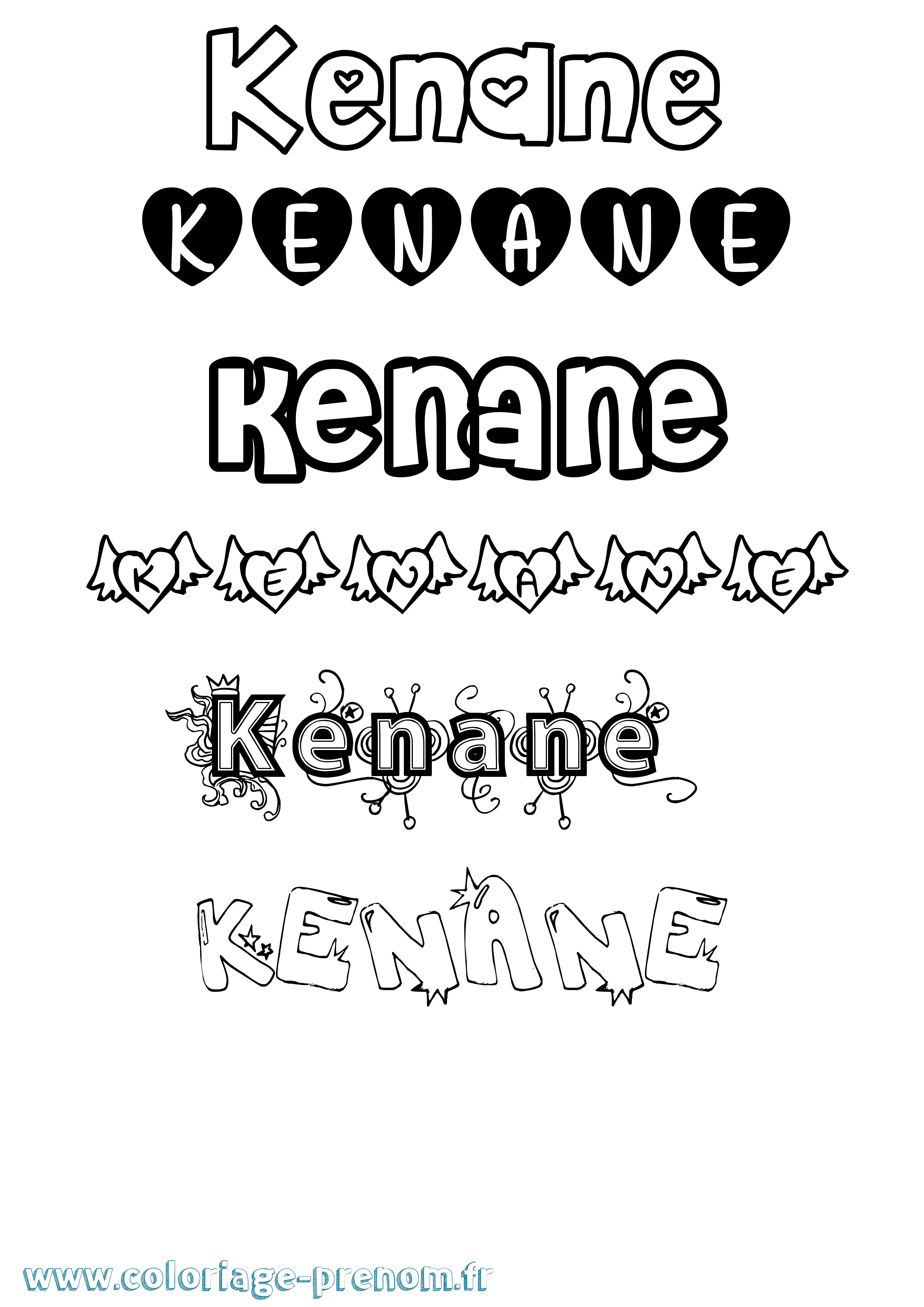 Coloriage Kenane Girly Coloriage prénom Kenane Girly