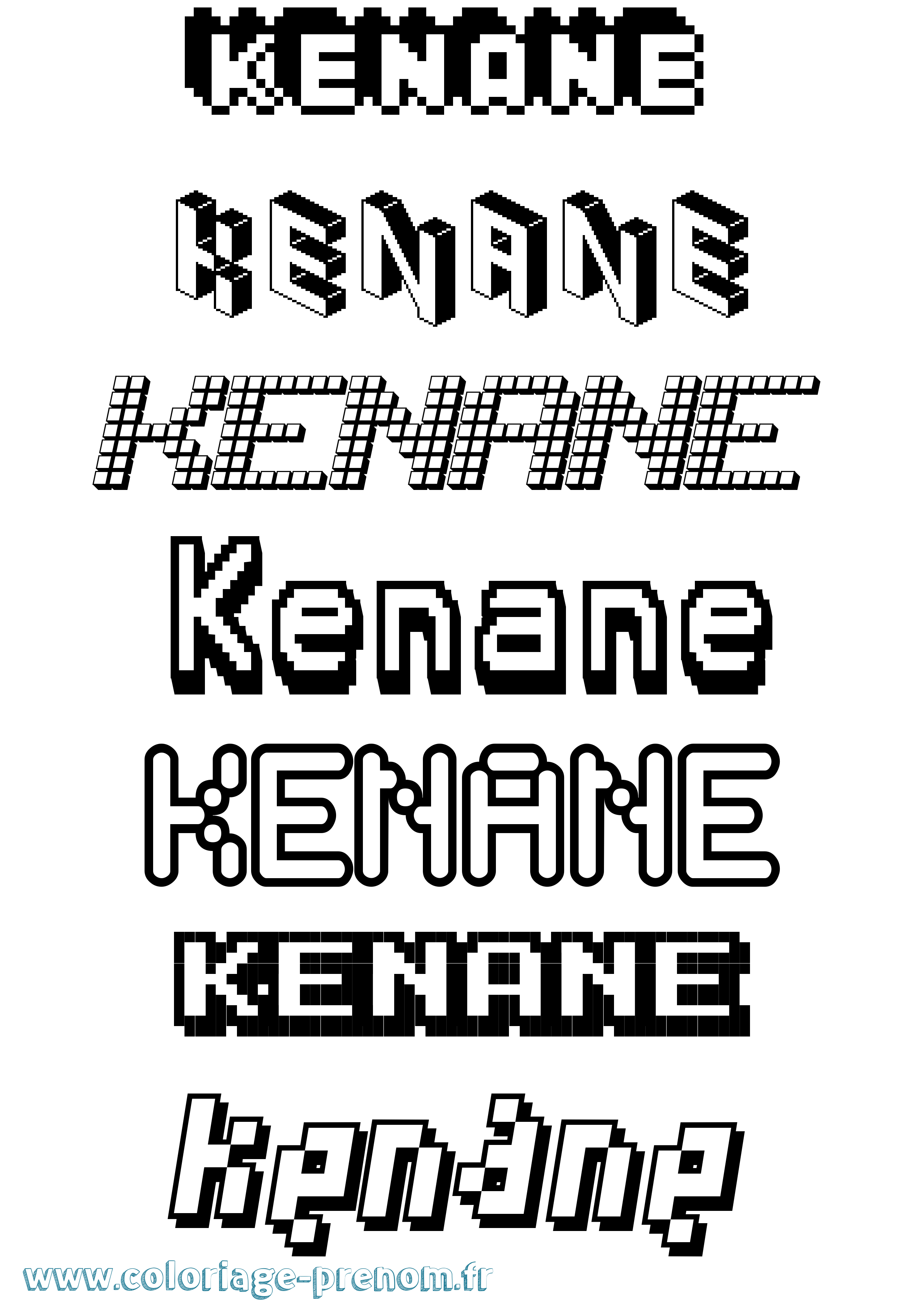Coloriage Kenane Pixel Coloriage prénom Kenane Pixel
