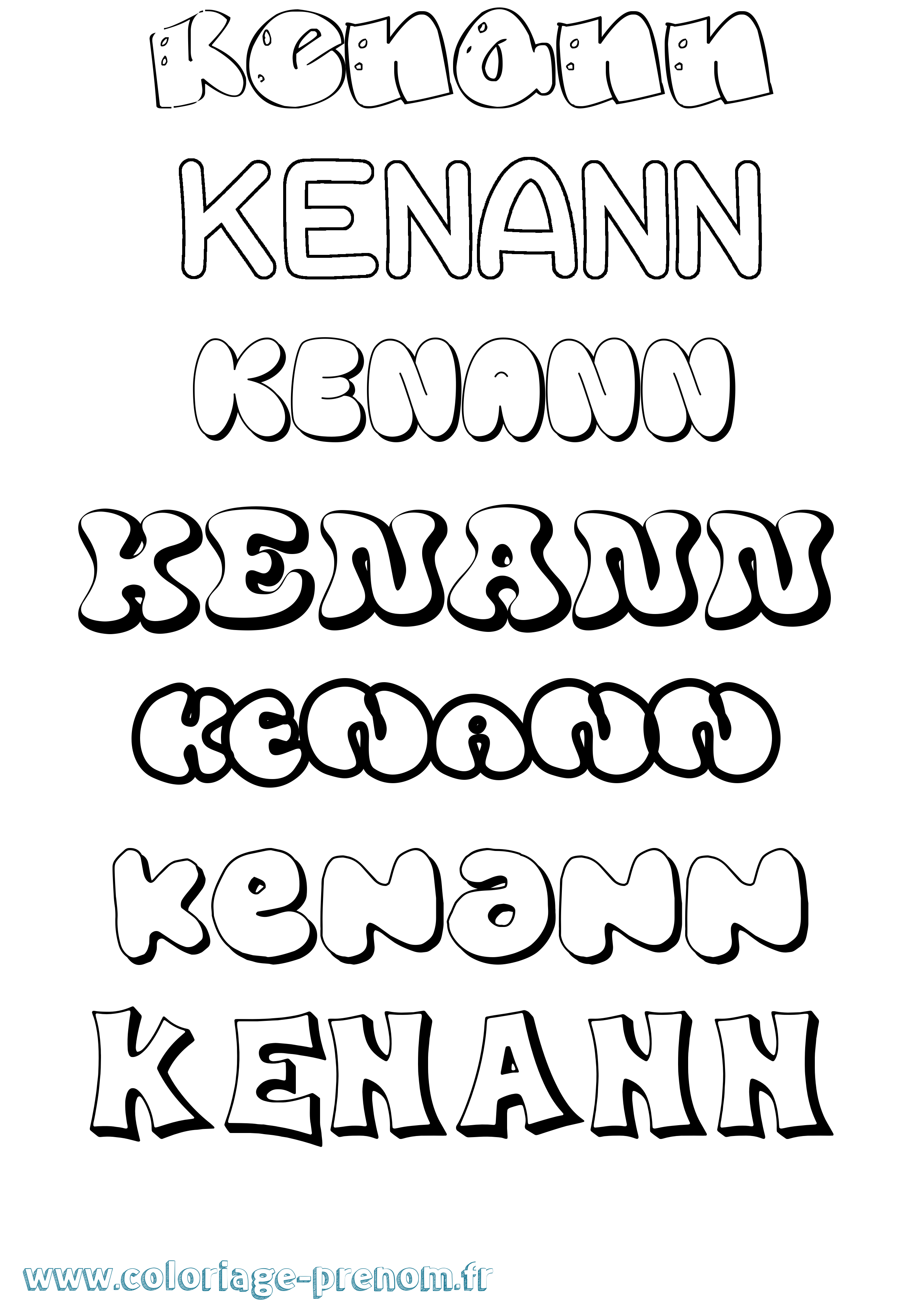 Coloriage Kenann Bubble Coloriage prénom Kenann Bubble