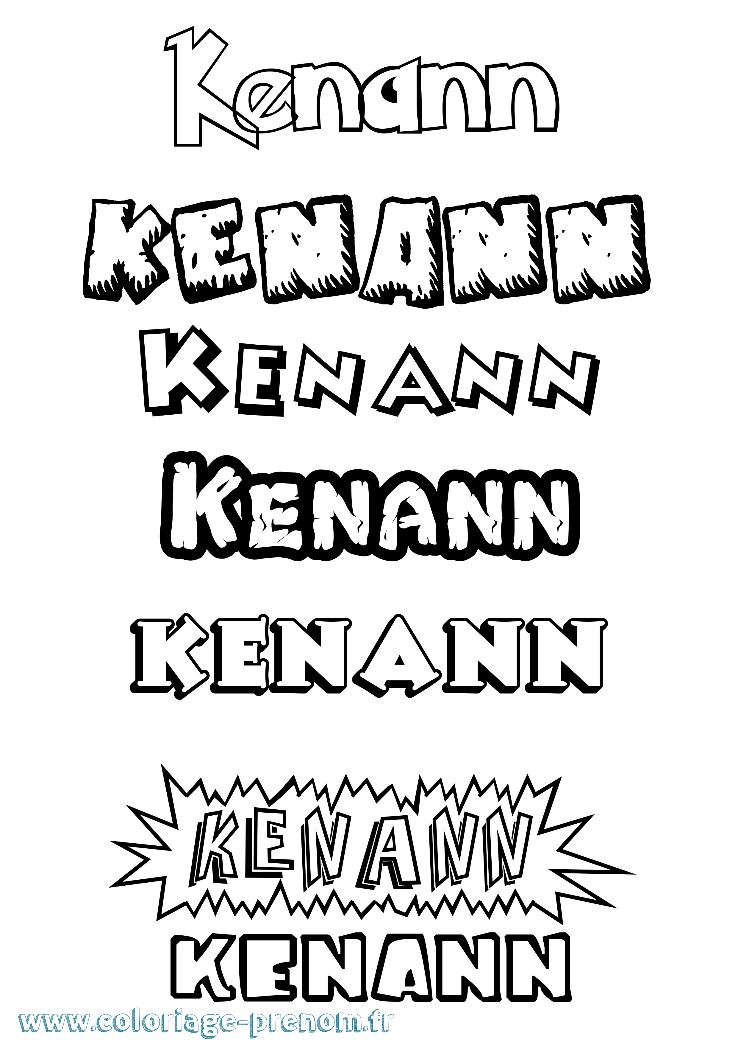 Coloriage Kenann Dessin Animé Coloriage prénom Kenann Dessin Animé