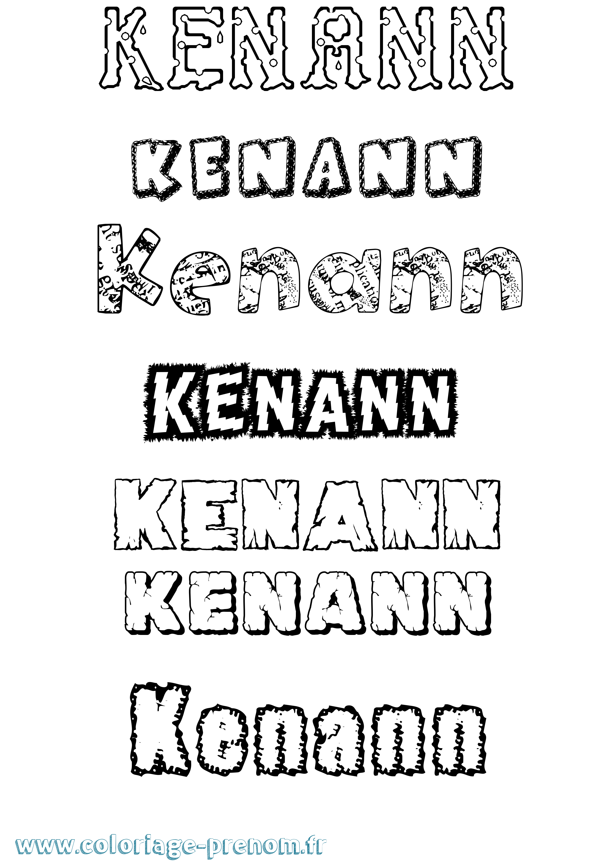 Coloriage Kenann Destructuré Coloriage prénom Kenann Destructuré