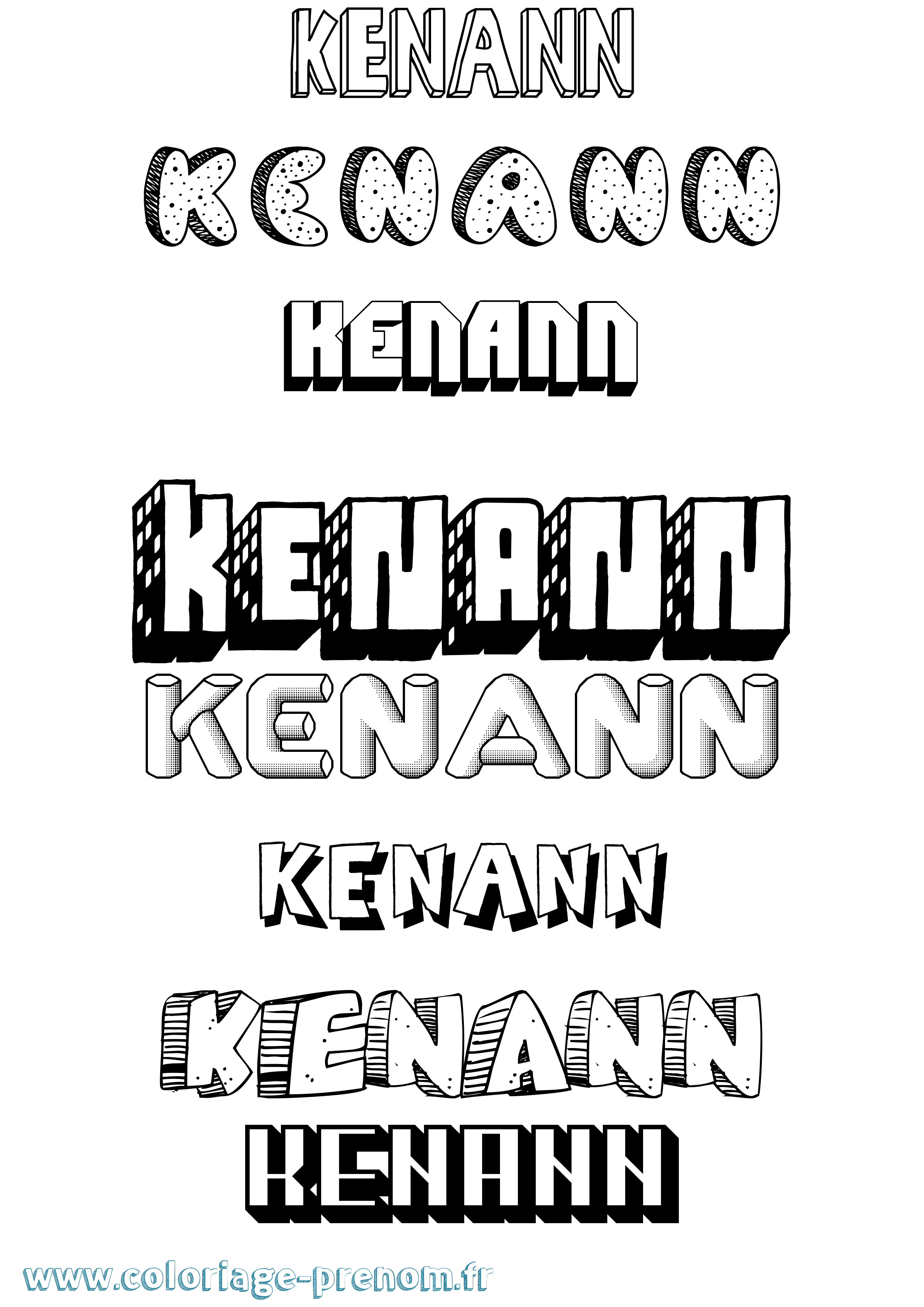 Coloriage Kenann Effet 3D Coloriage prénom Kenann Effet 3D