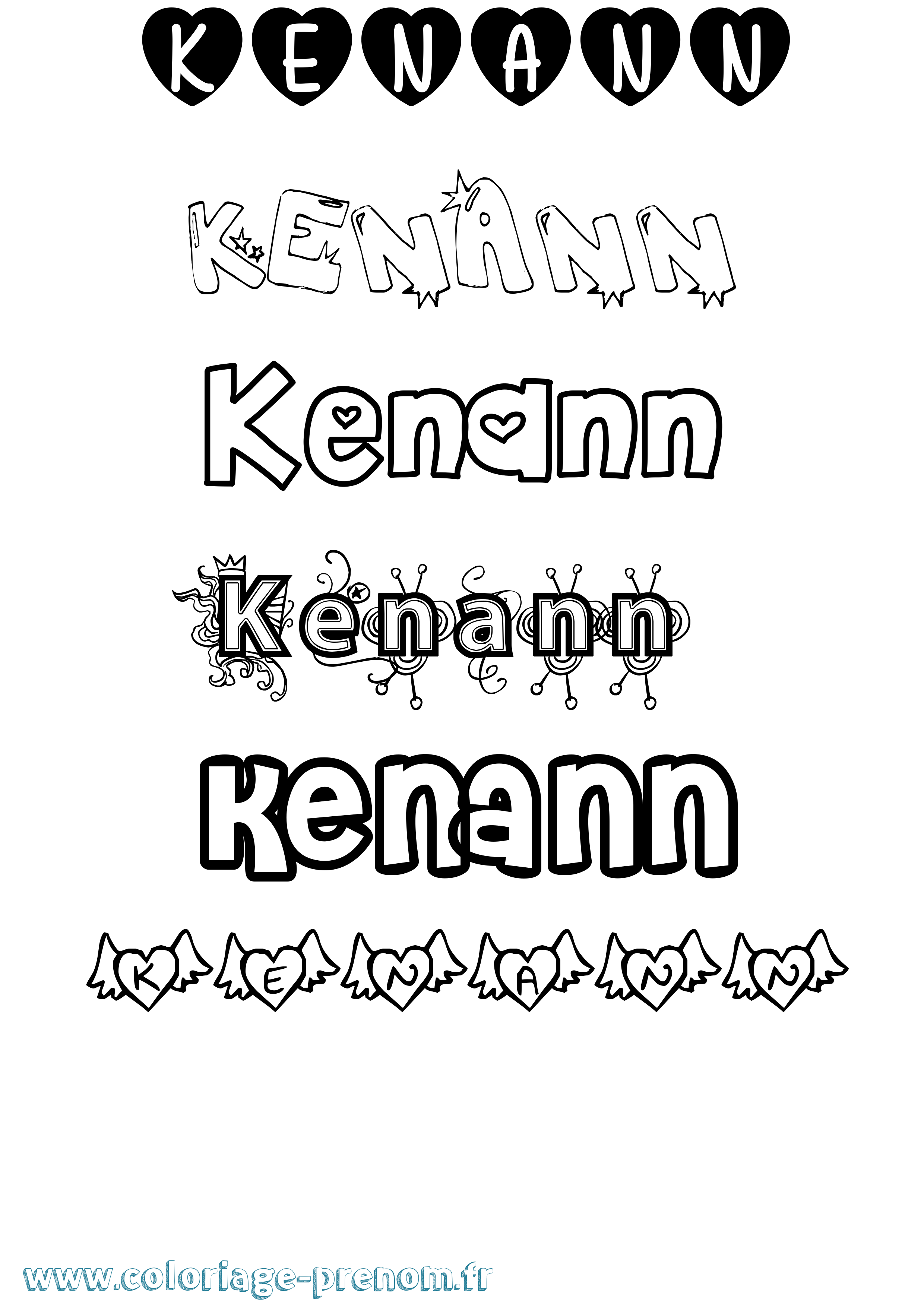 Coloriage Kenann Girly Coloriage prénom Kenann Girly