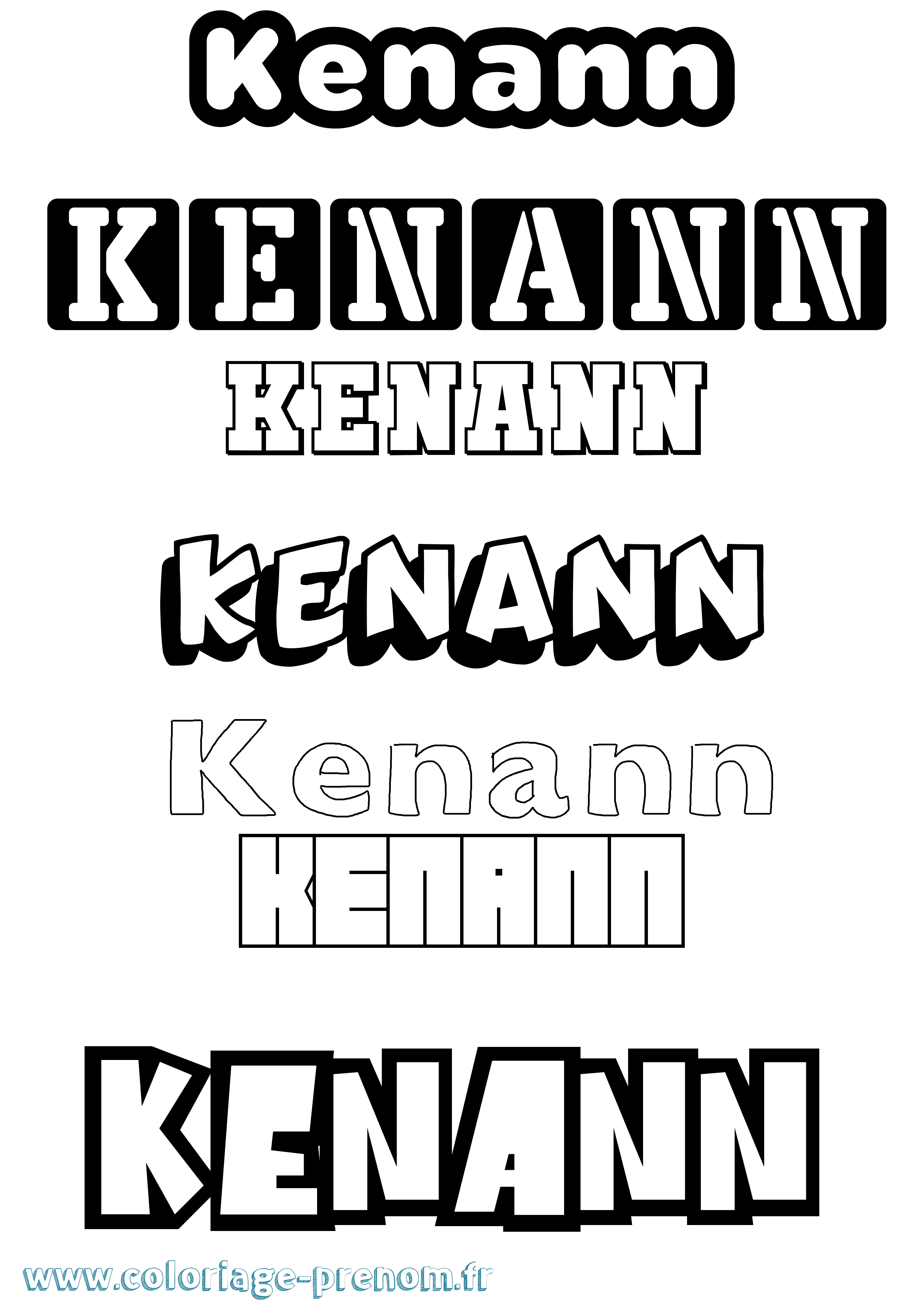 Coloriage Kenann Simple Coloriage prénom Kenann Simple