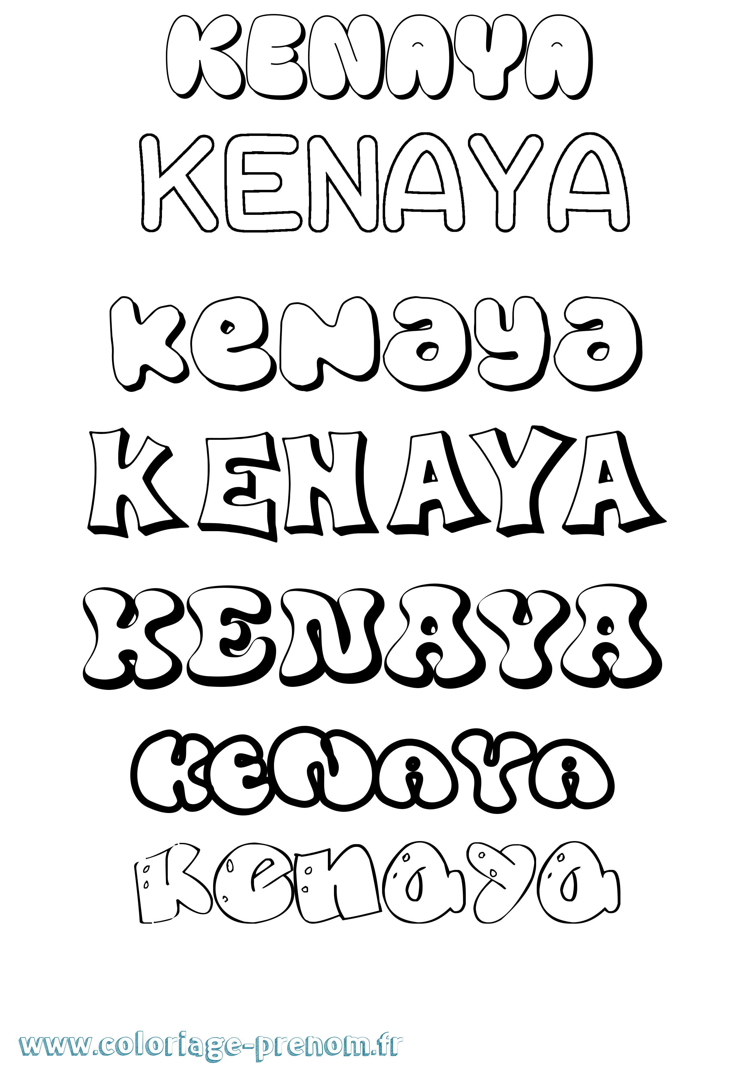 Coloriage Kenaya Bubble Coloriage prénom Kenaya Bubble