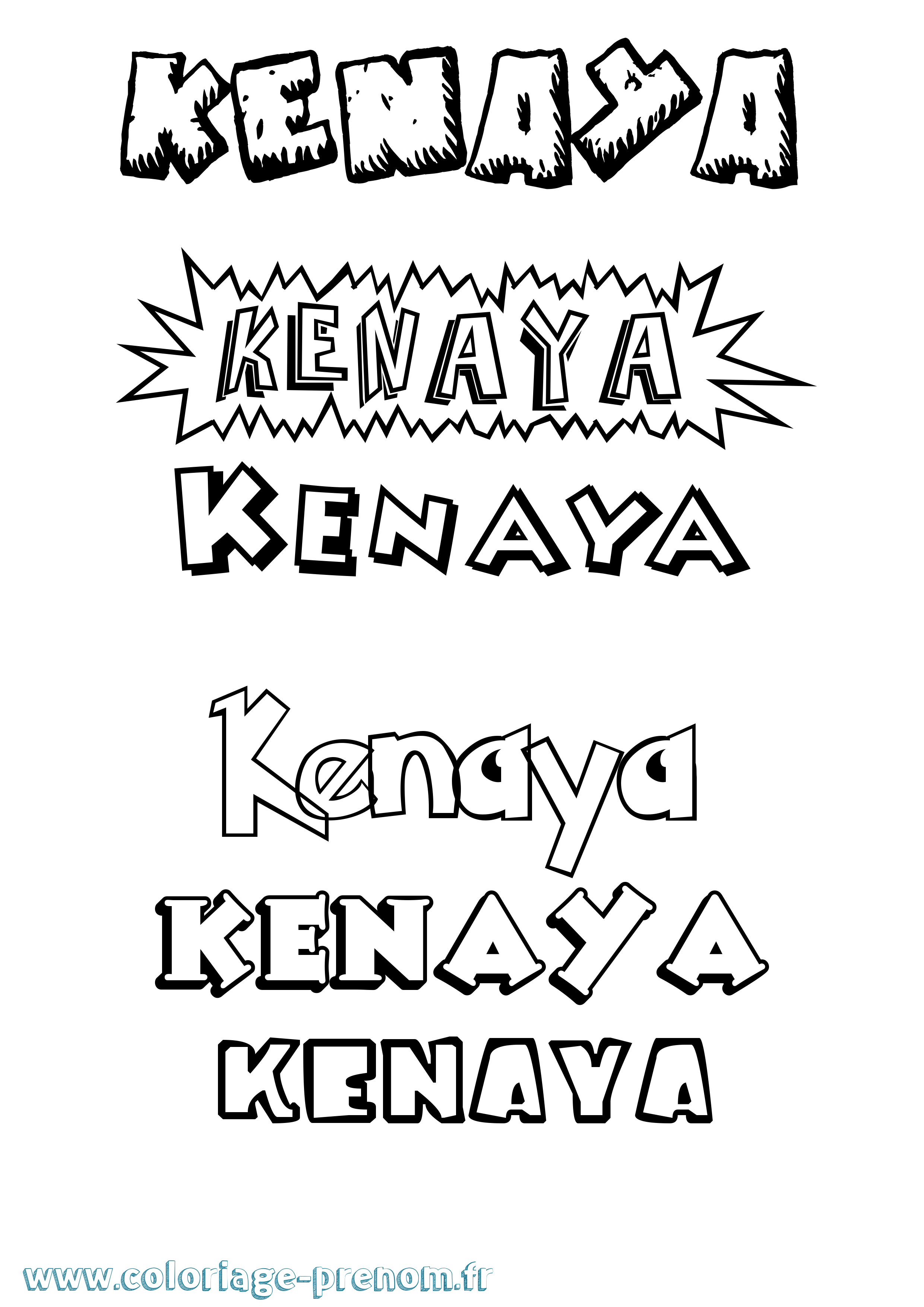 Coloriage Kenaya Dessin Animé Coloriage prénom Kenaya Dessin Animé