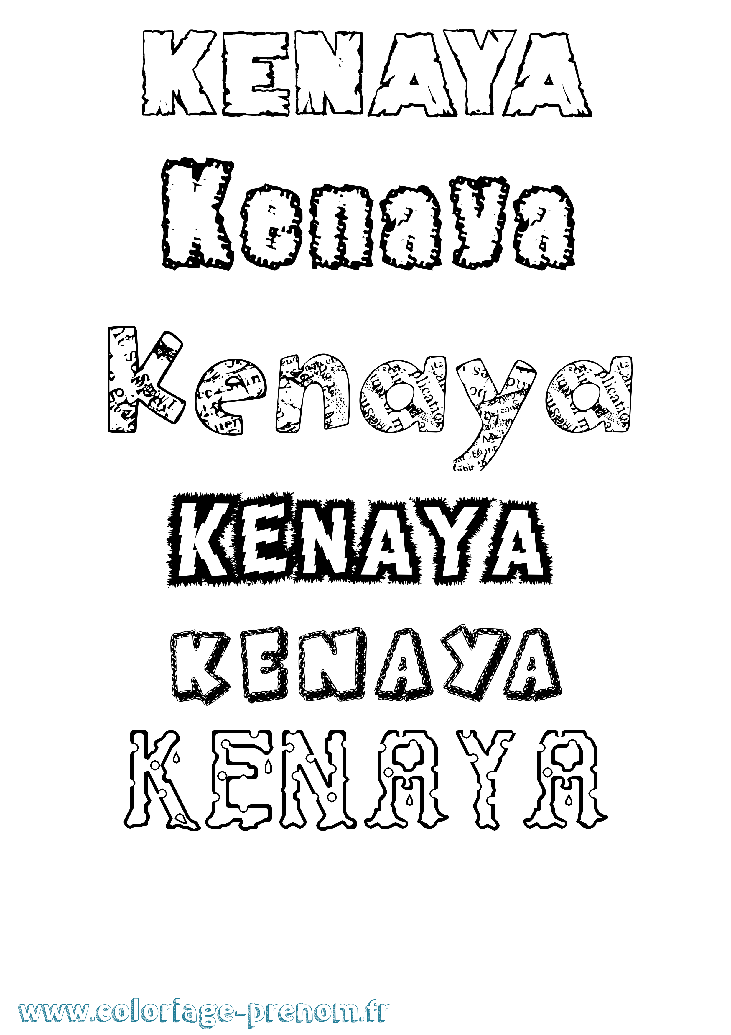Coloriage Kenaya Destructuré Coloriage prénom Kenaya Destructuré