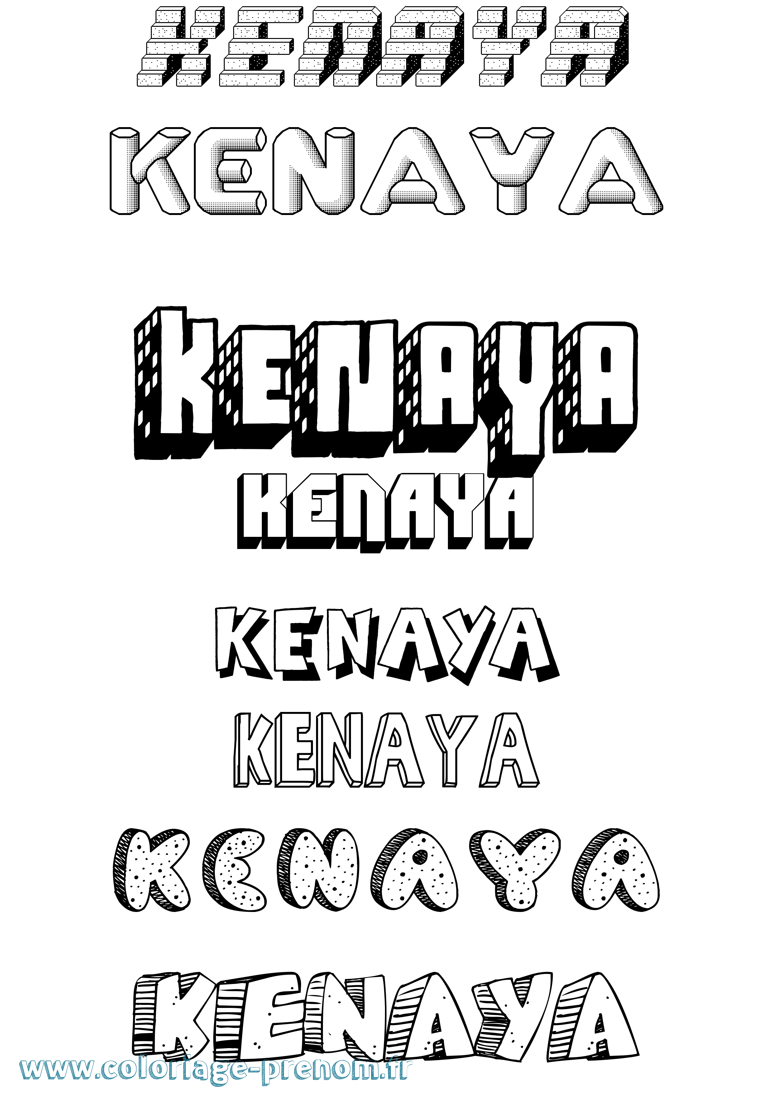 Coloriage Kenaya Effet 3D Coloriage prénom Kenaya Effet 3D