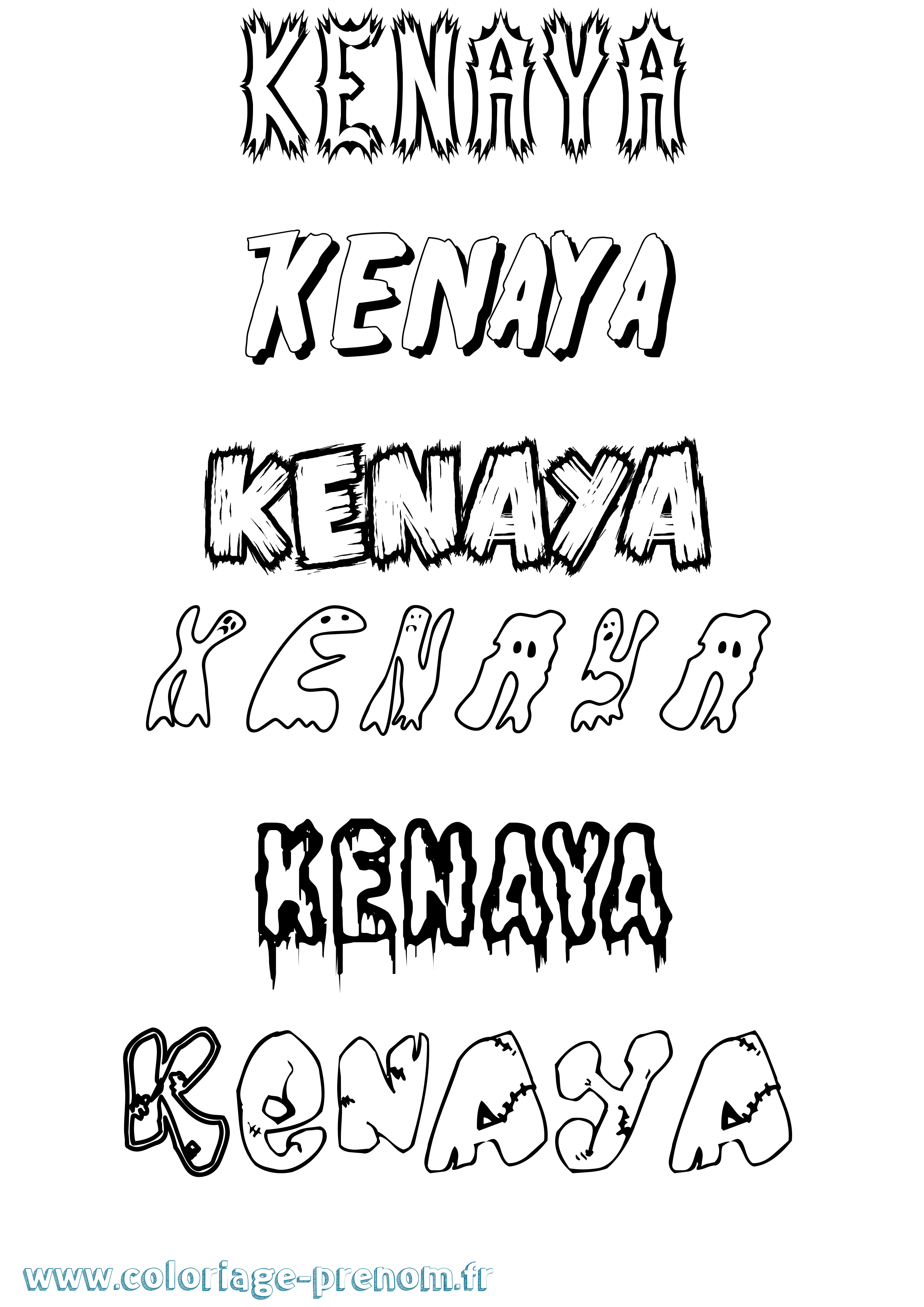 Coloriage Kenaya Frisson Coloriage prénom Kenaya Frisson