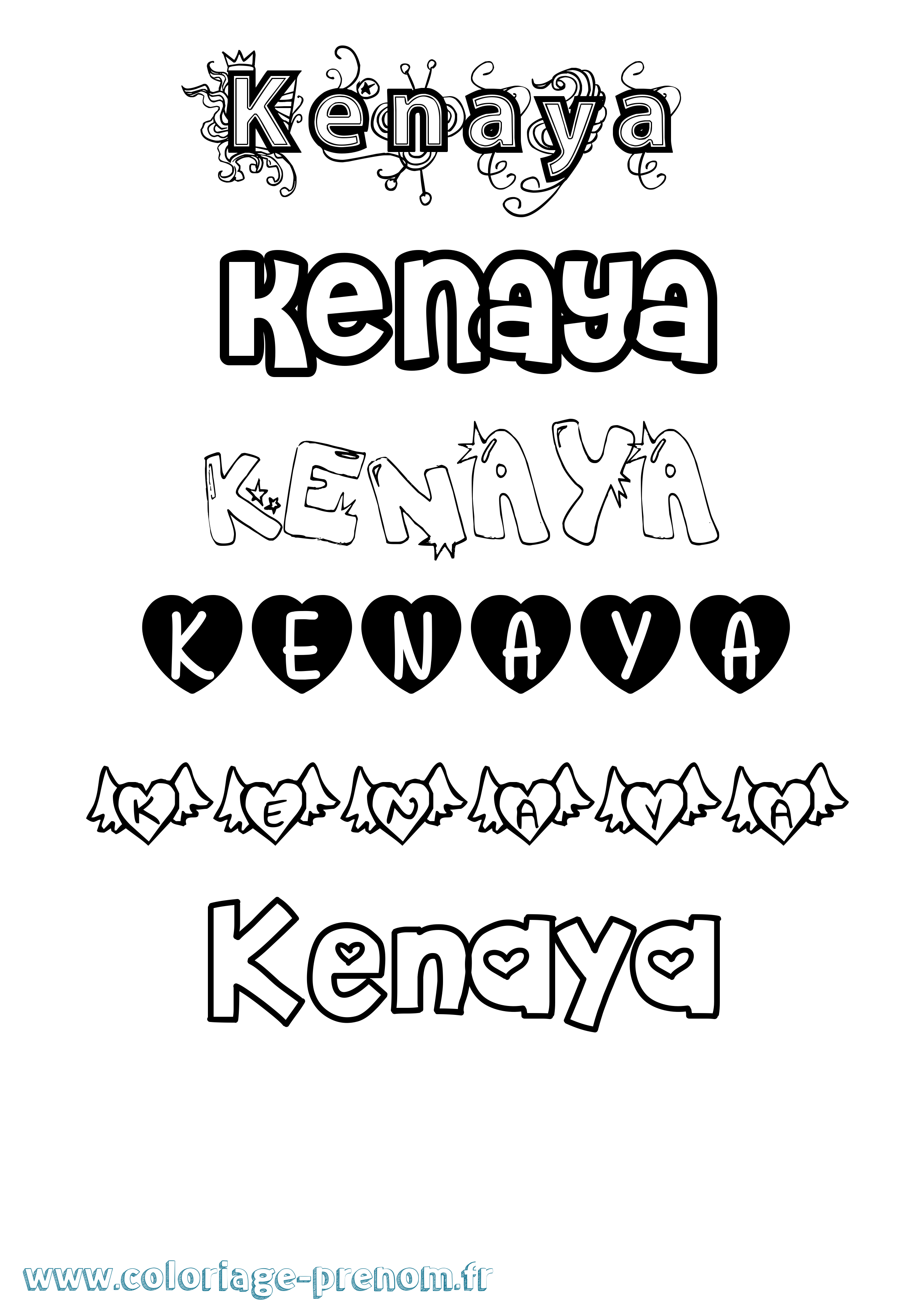Coloriage Kenaya Girly Coloriage prénom Kenaya Girly