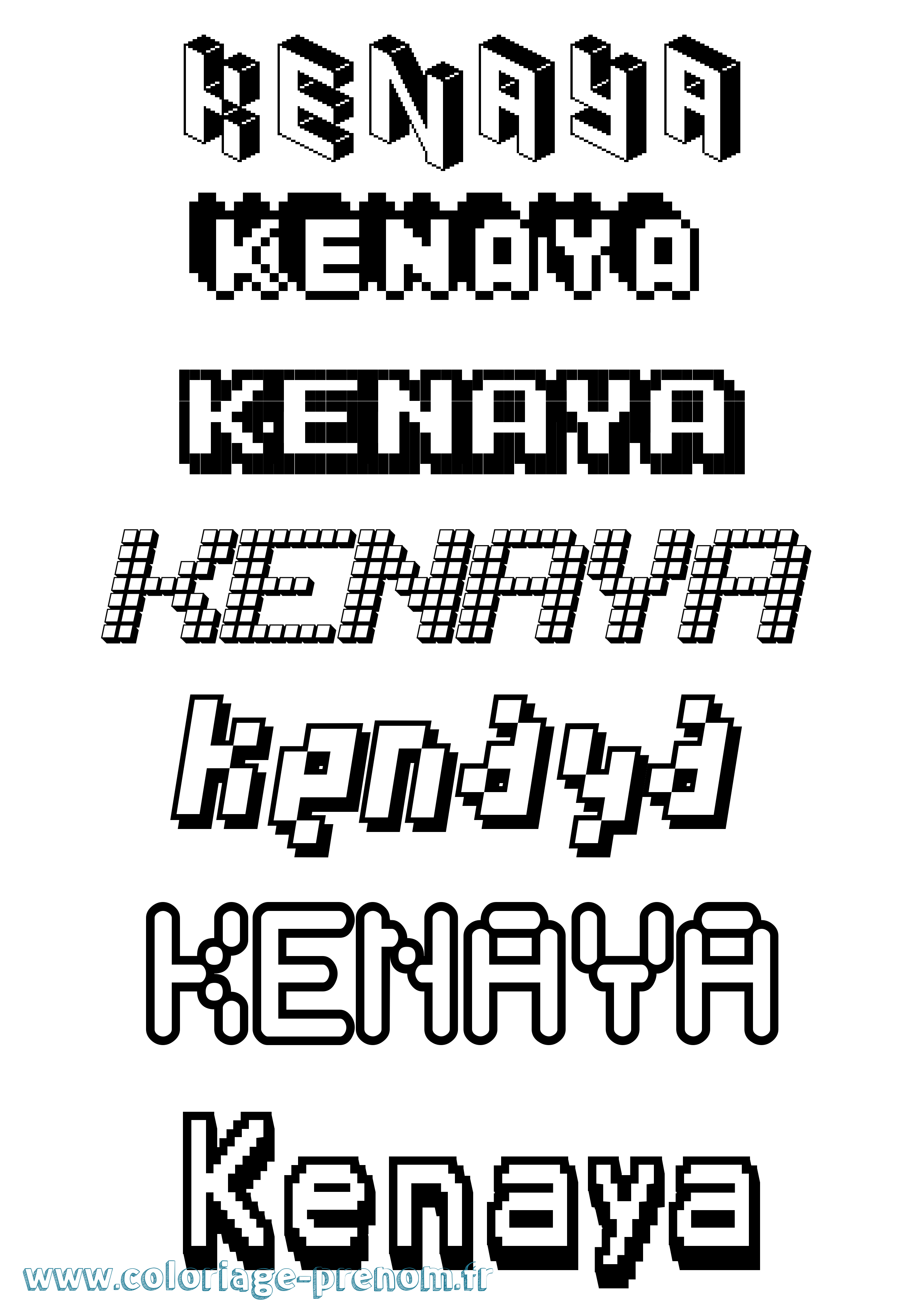 Coloriage Kenaya Pixel Coloriage prénom Kenaya Pixel