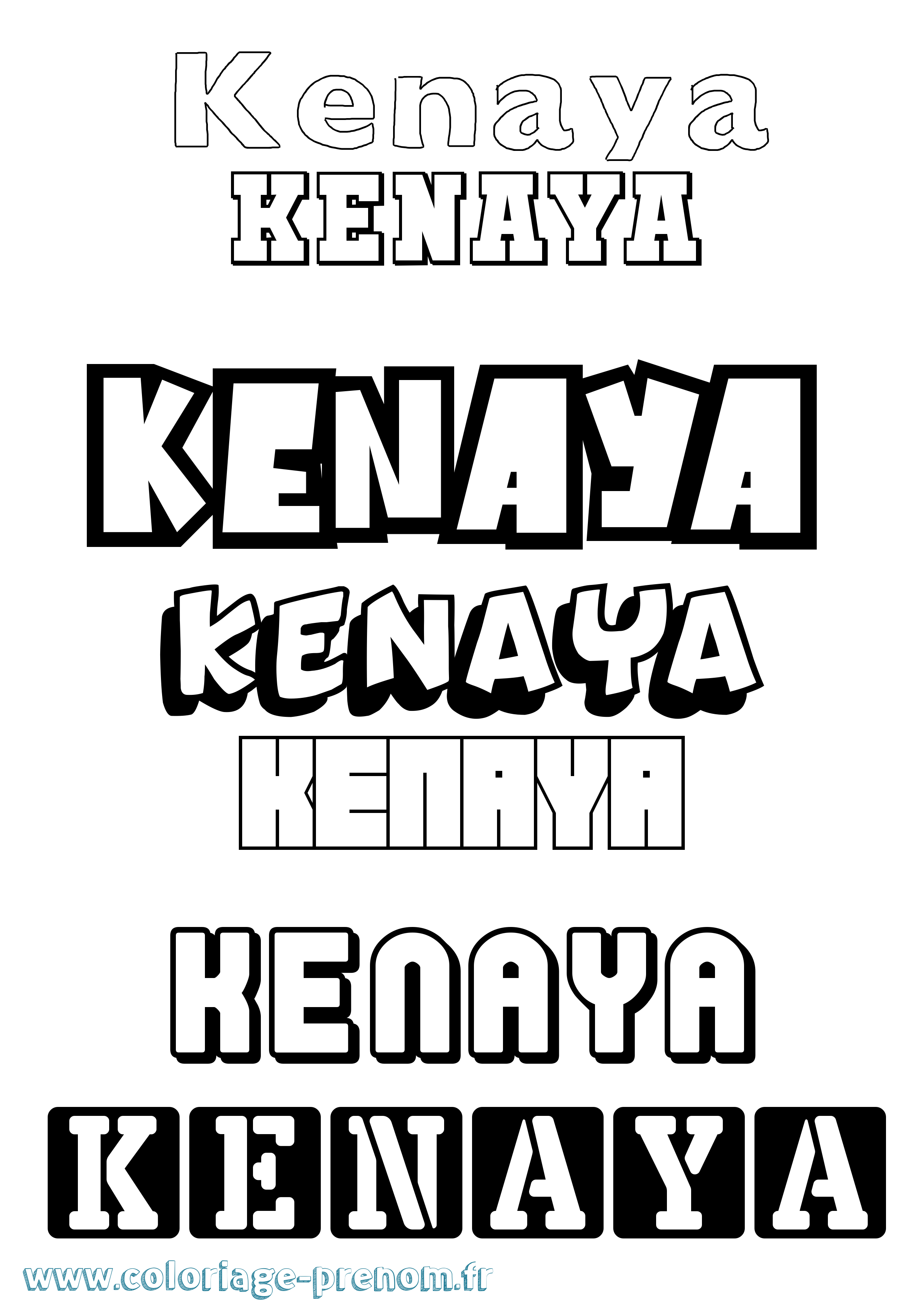 Coloriage Kenaya Simple Coloriage prénom Kenaya Simple