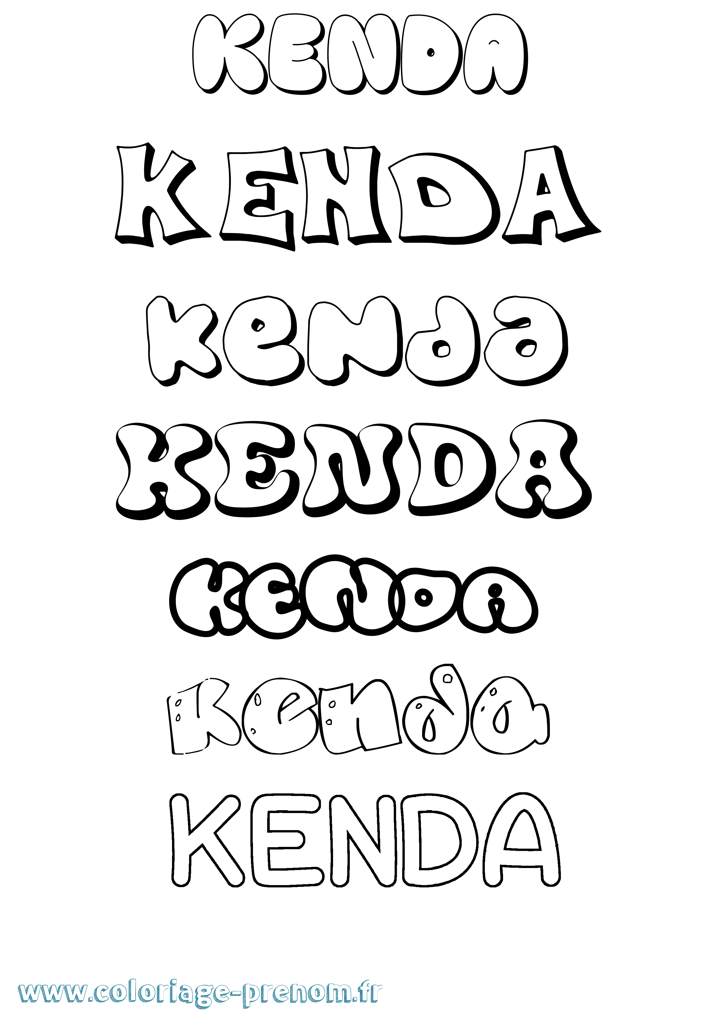 Coloriage Kenda Bubble Coloriage prénom Kenda Bubble