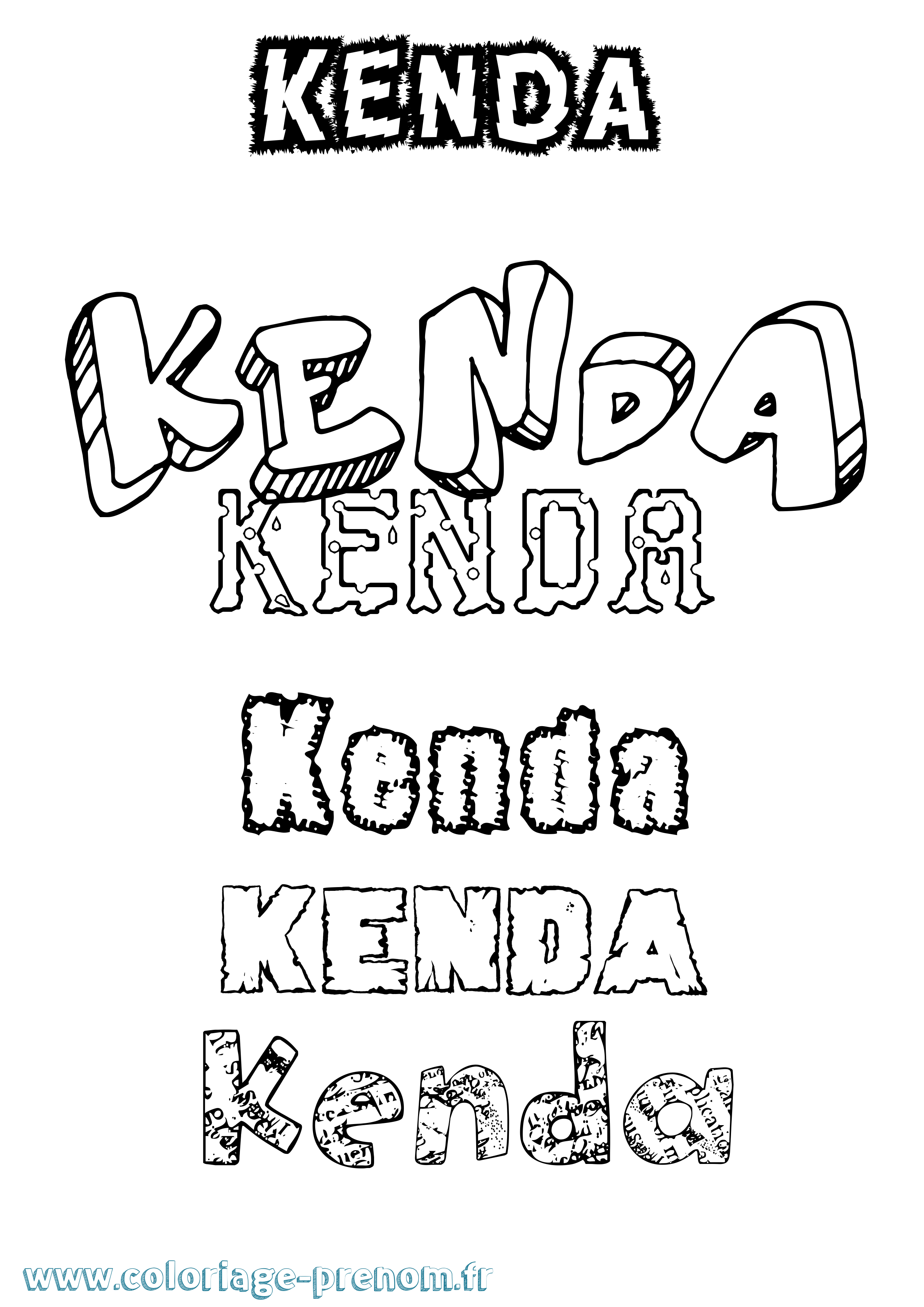 Coloriage Kenda Destructuré Coloriage prénom Kenda Destructuré