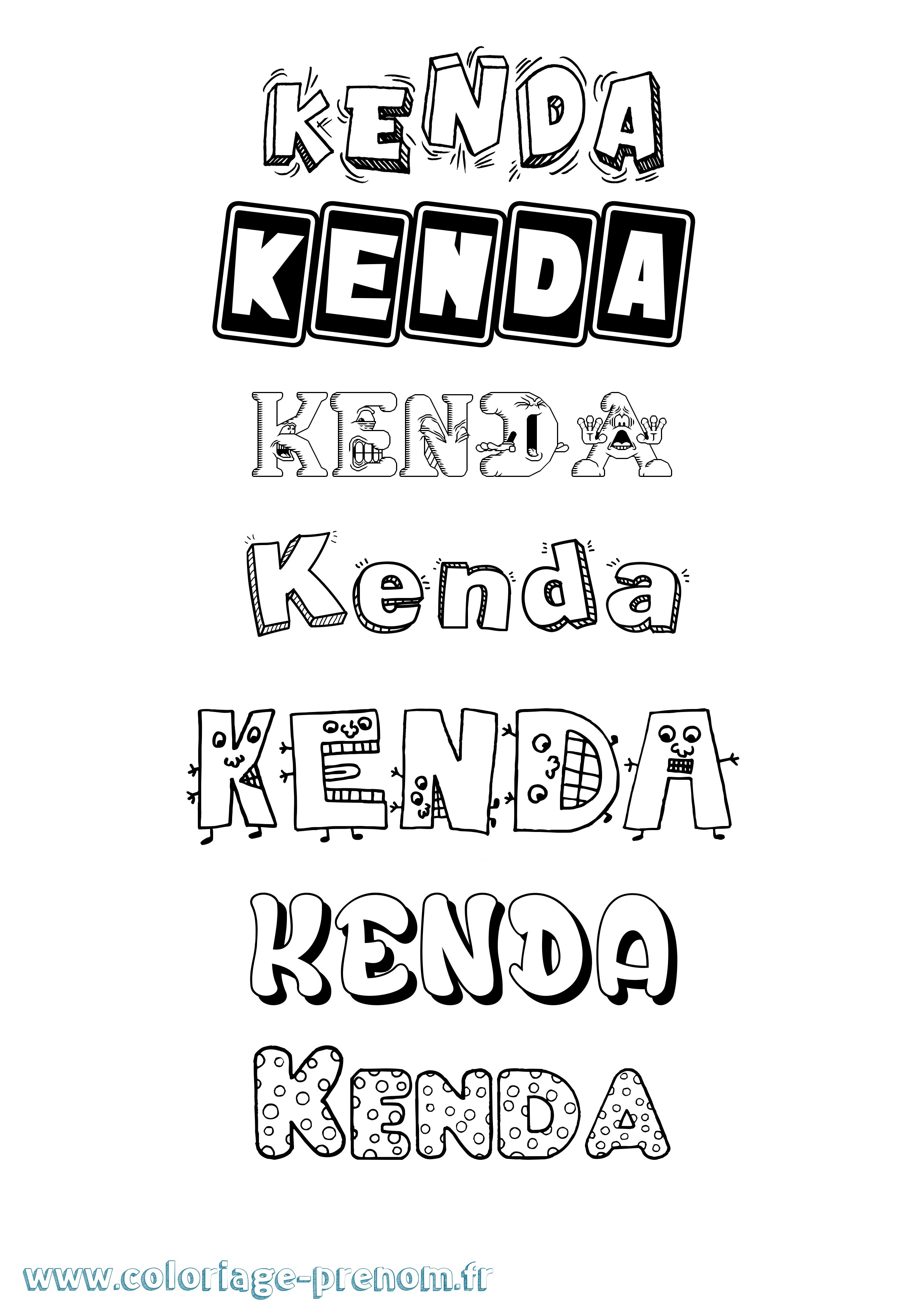 Coloriage Kenda Fun Coloriage prénom Kenda Fun