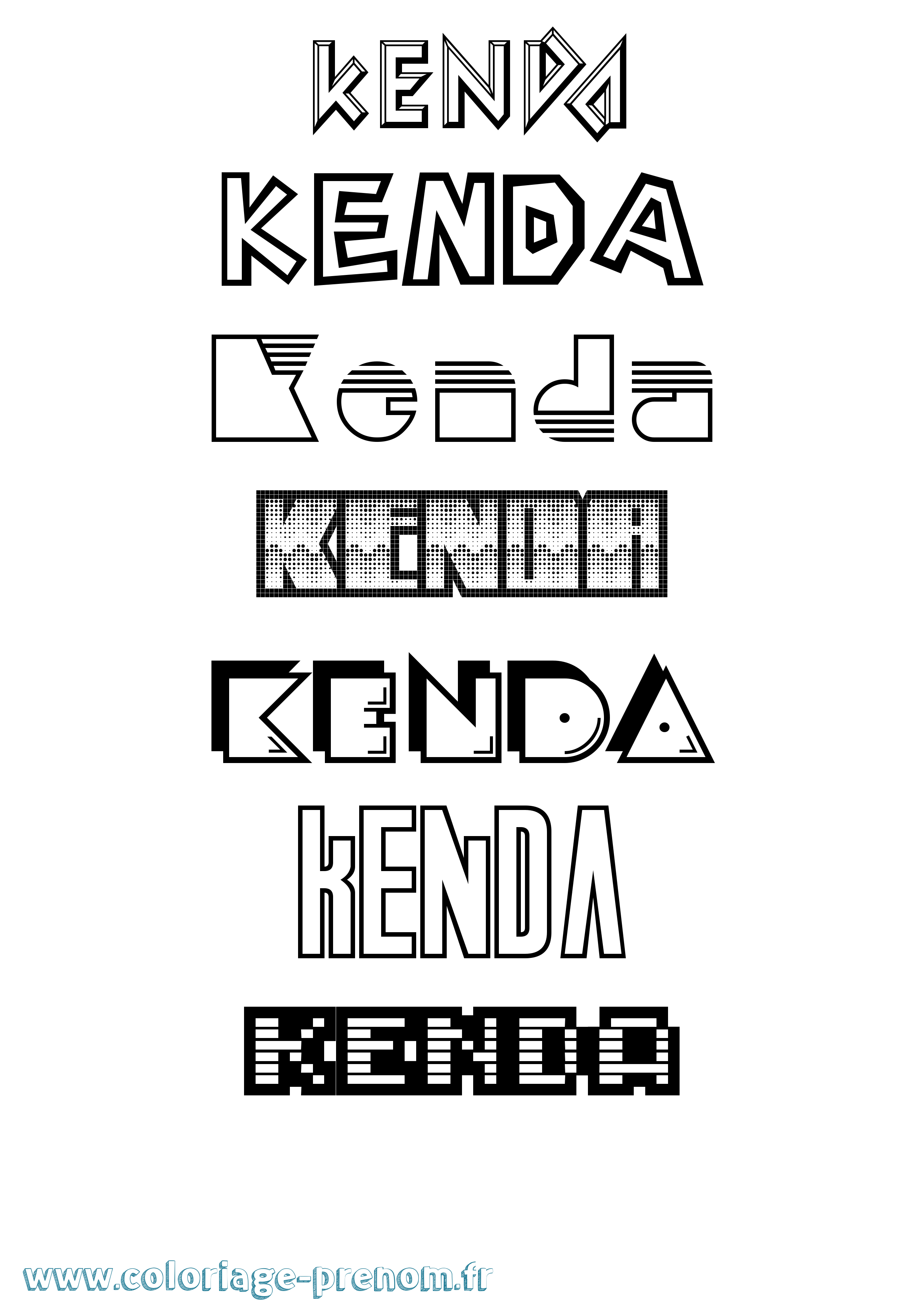Coloriage Kenda Jeux Vidéos Coloriage prénom Kenda Jeux Vidéos