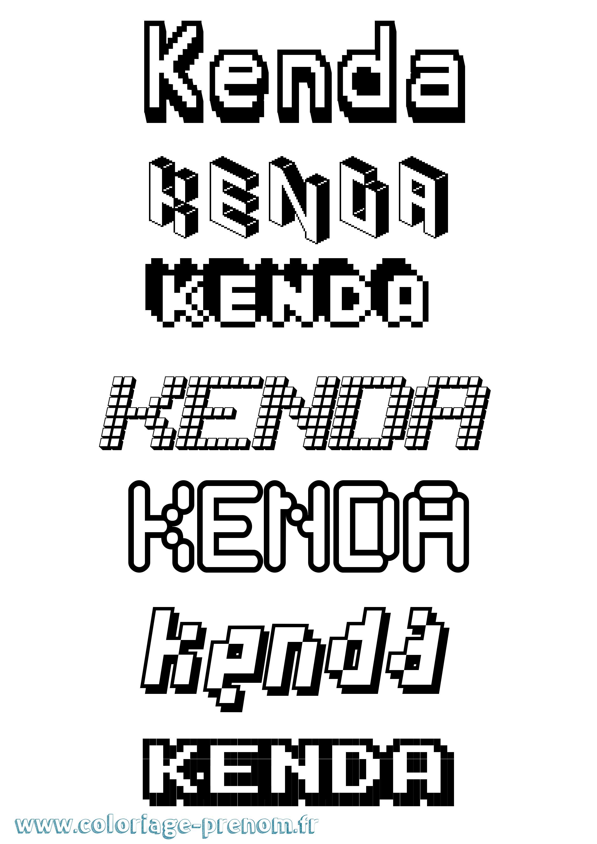 Coloriage Kenda Pixel Coloriage prénom Kenda Pixel