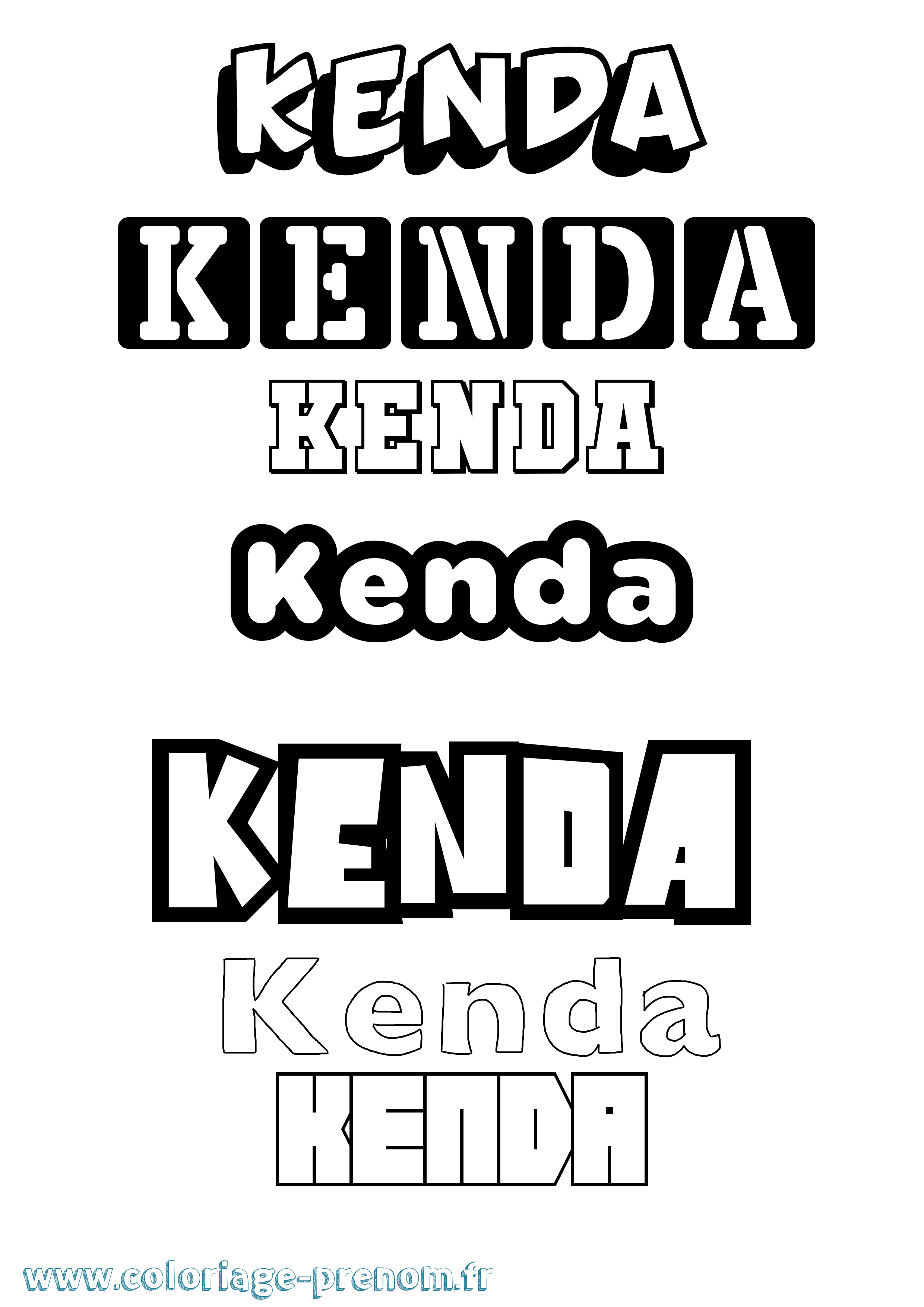 Coloriage Kenda Simple Coloriage prénom Kenda Simple