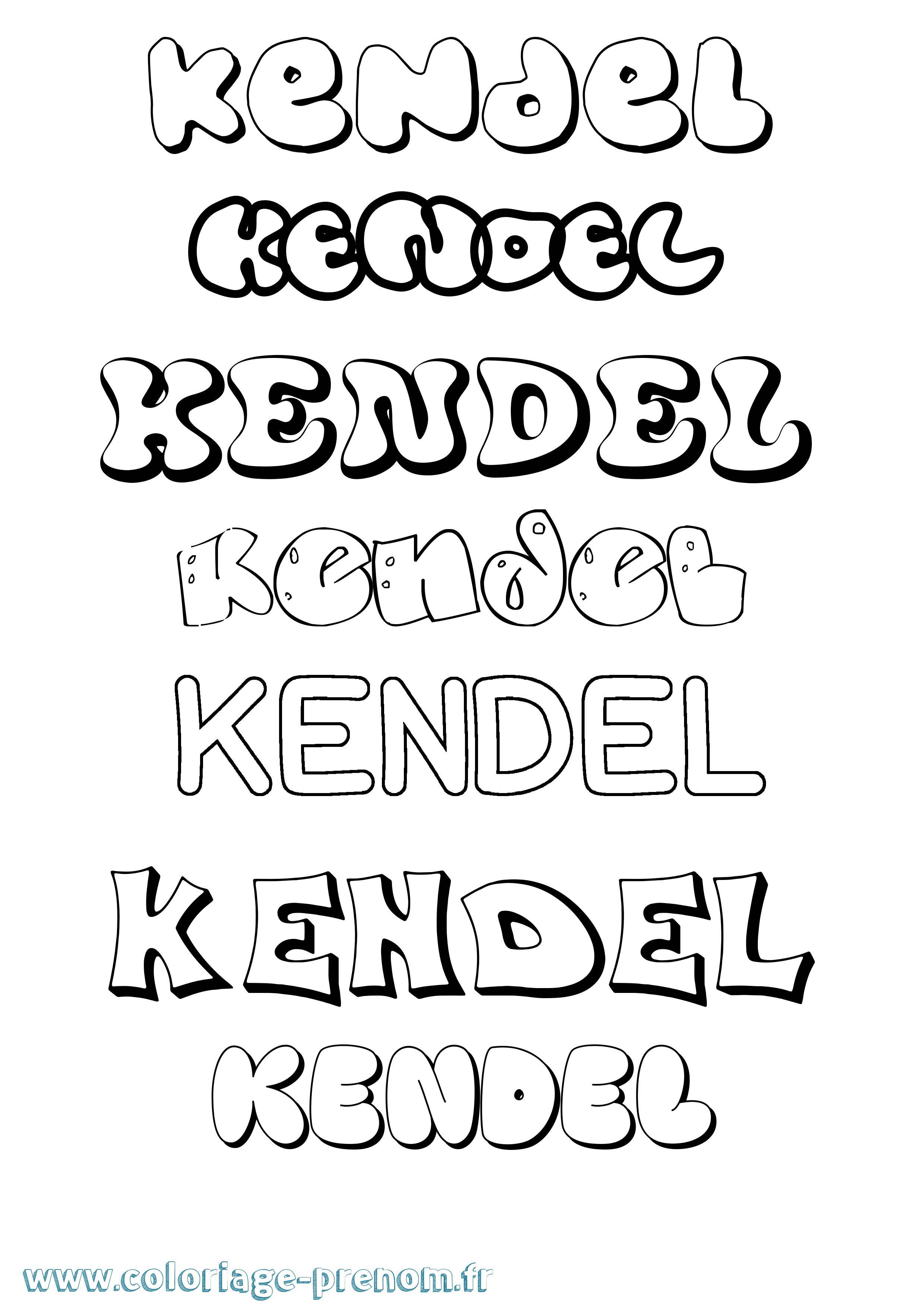 Coloriage Kendel Bubble Coloriage prénom Kendel Bubble