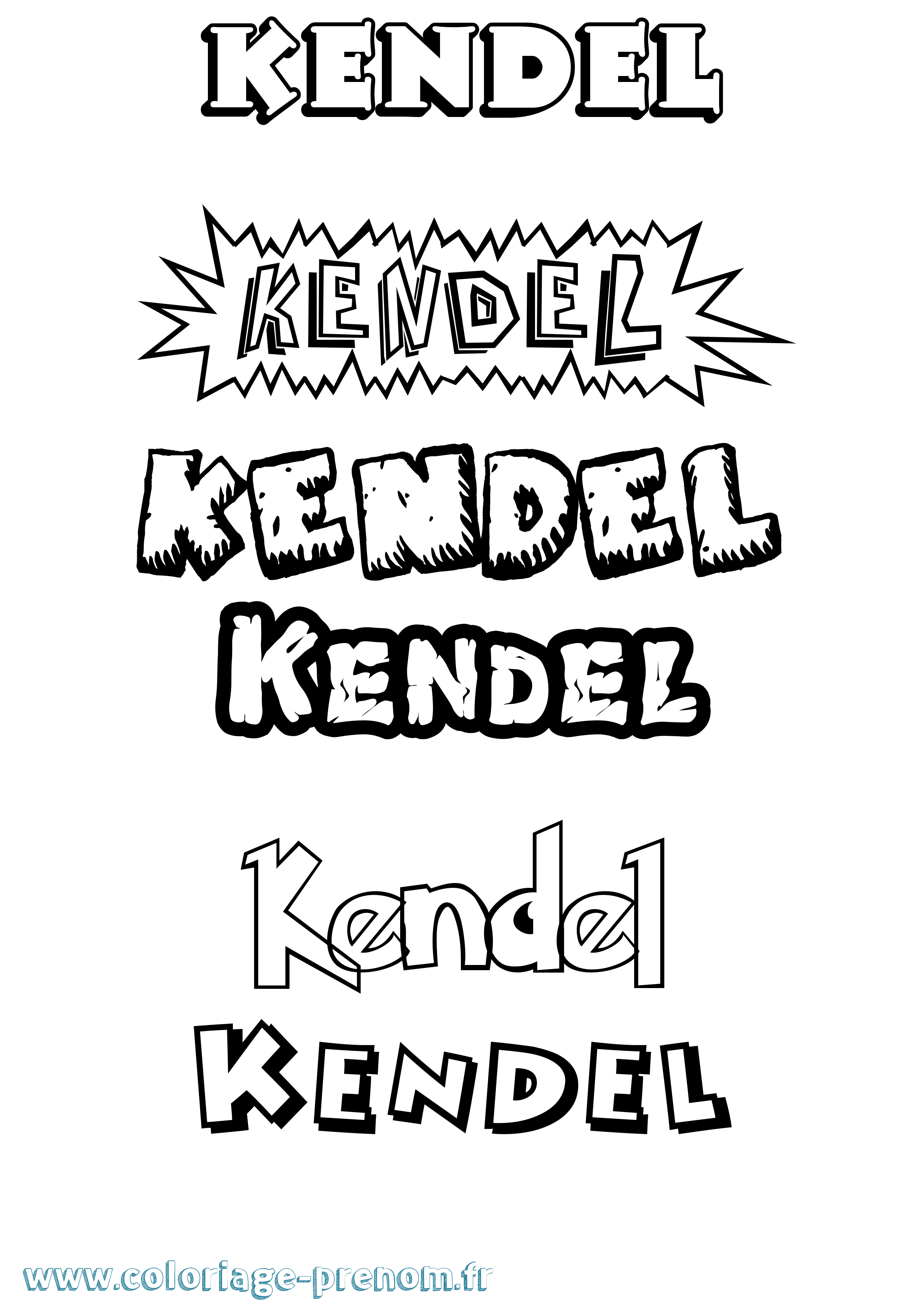 Coloriage Kendel Dessin Animé Coloriage prénom Kendel Dessin Animé