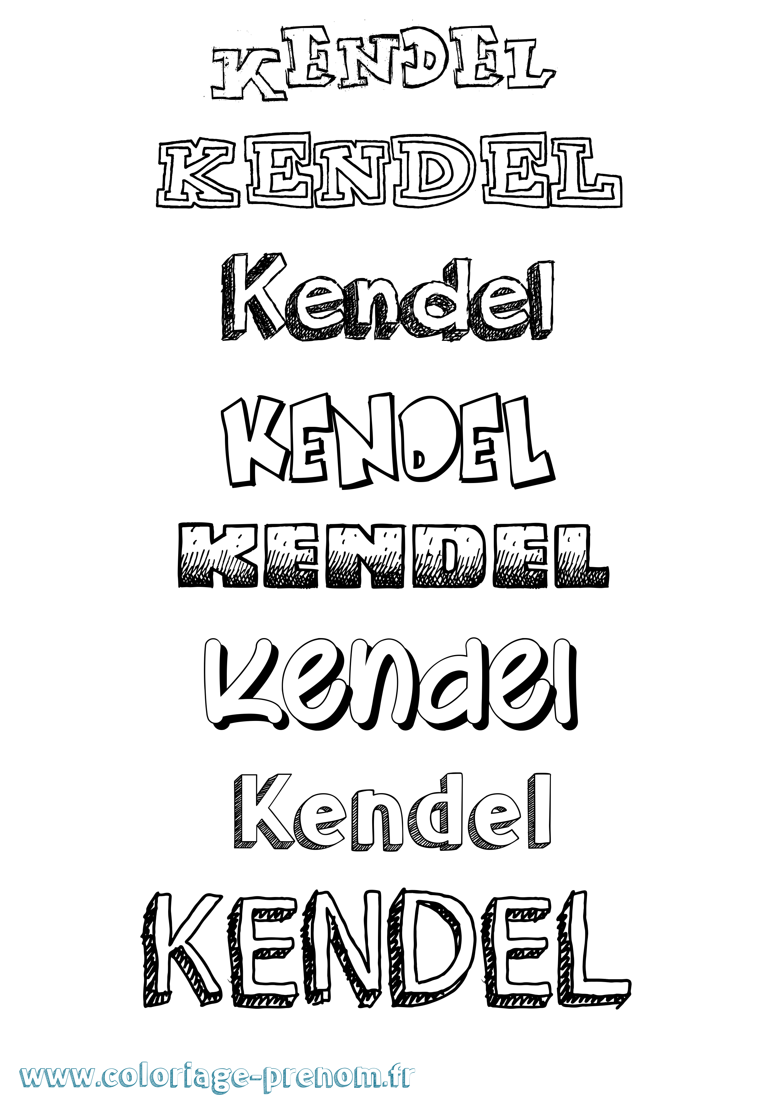 Coloriage Kendel Dessiné Coloriage prénom Kendel Dessiné