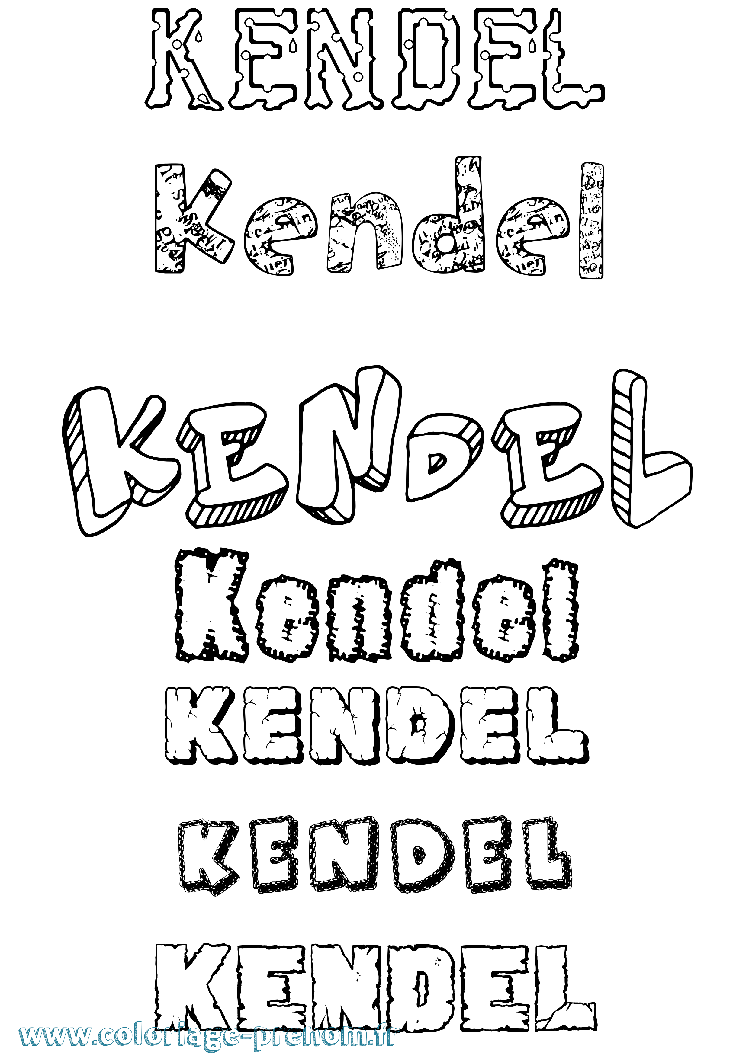 Coloriage Kendel Destructuré Coloriage prénom Kendel Destructuré