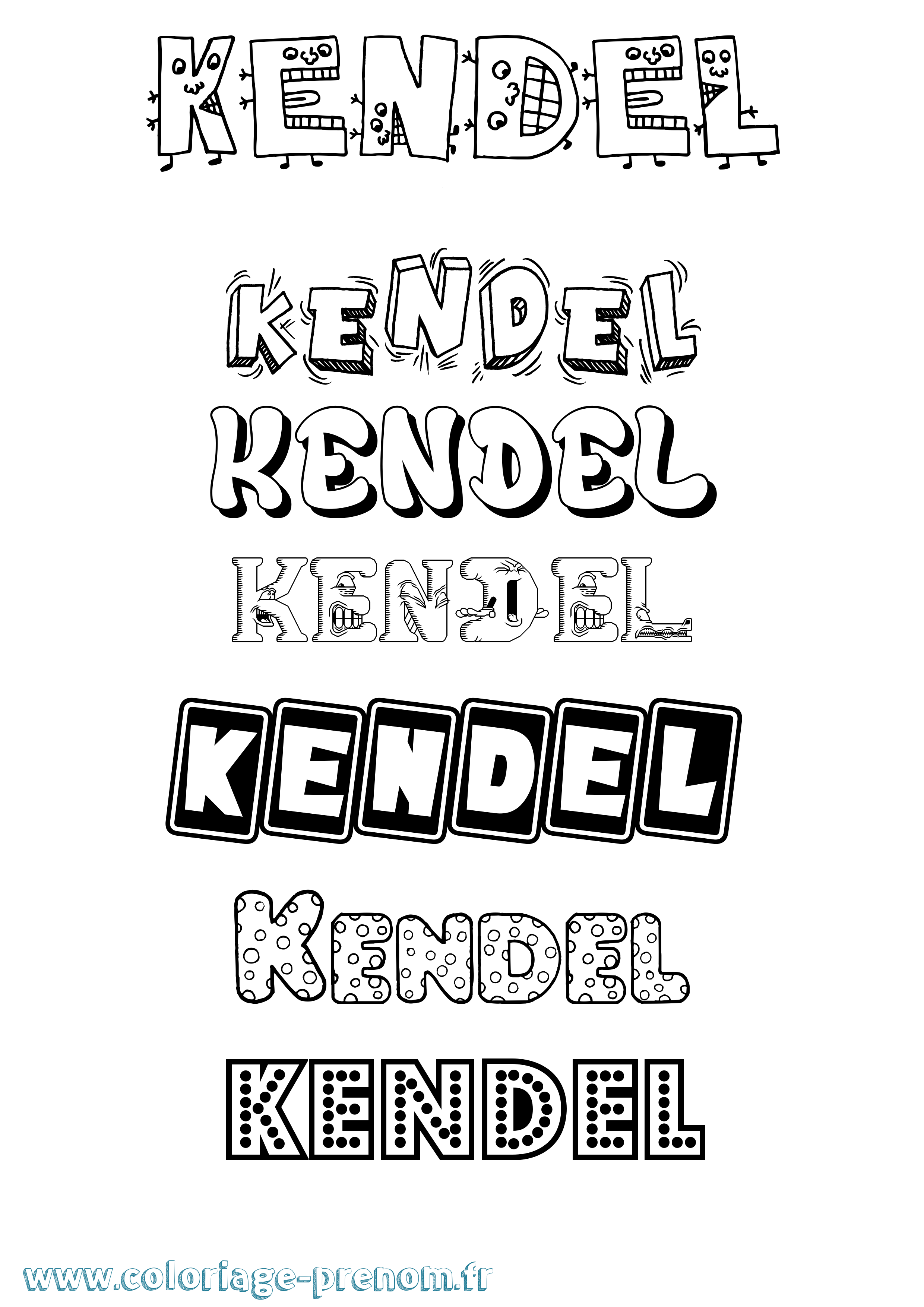 Coloriage Kendel Fun Coloriage prénom Kendel Fun