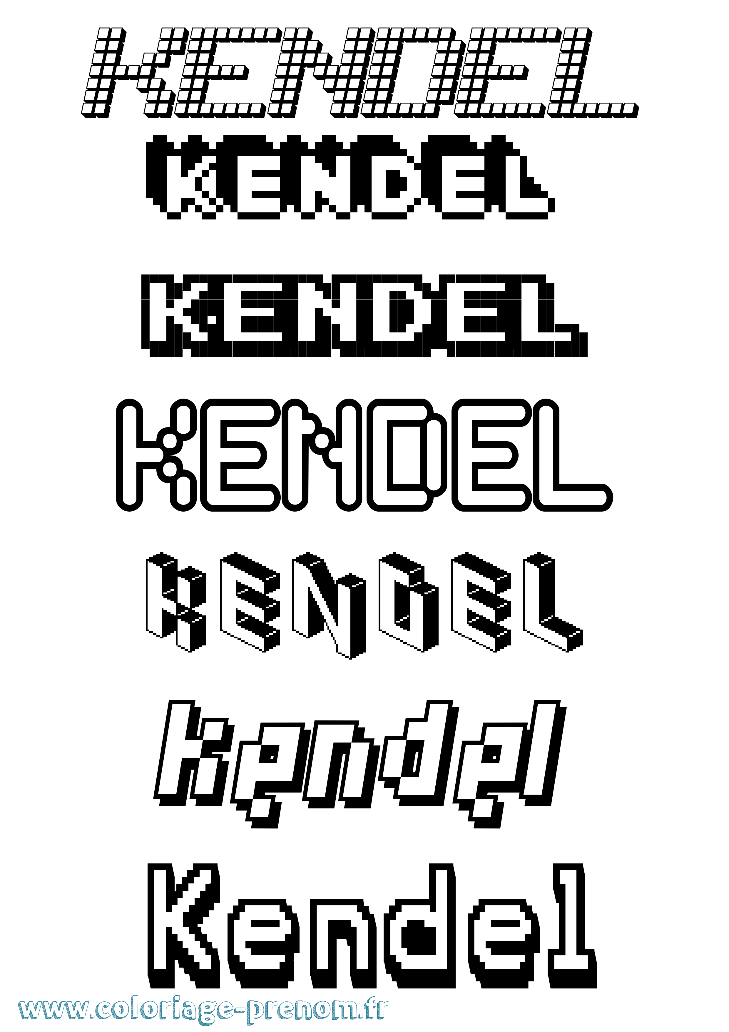 Coloriage Kendel Pixel Coloriage prénom Kendel Pixel