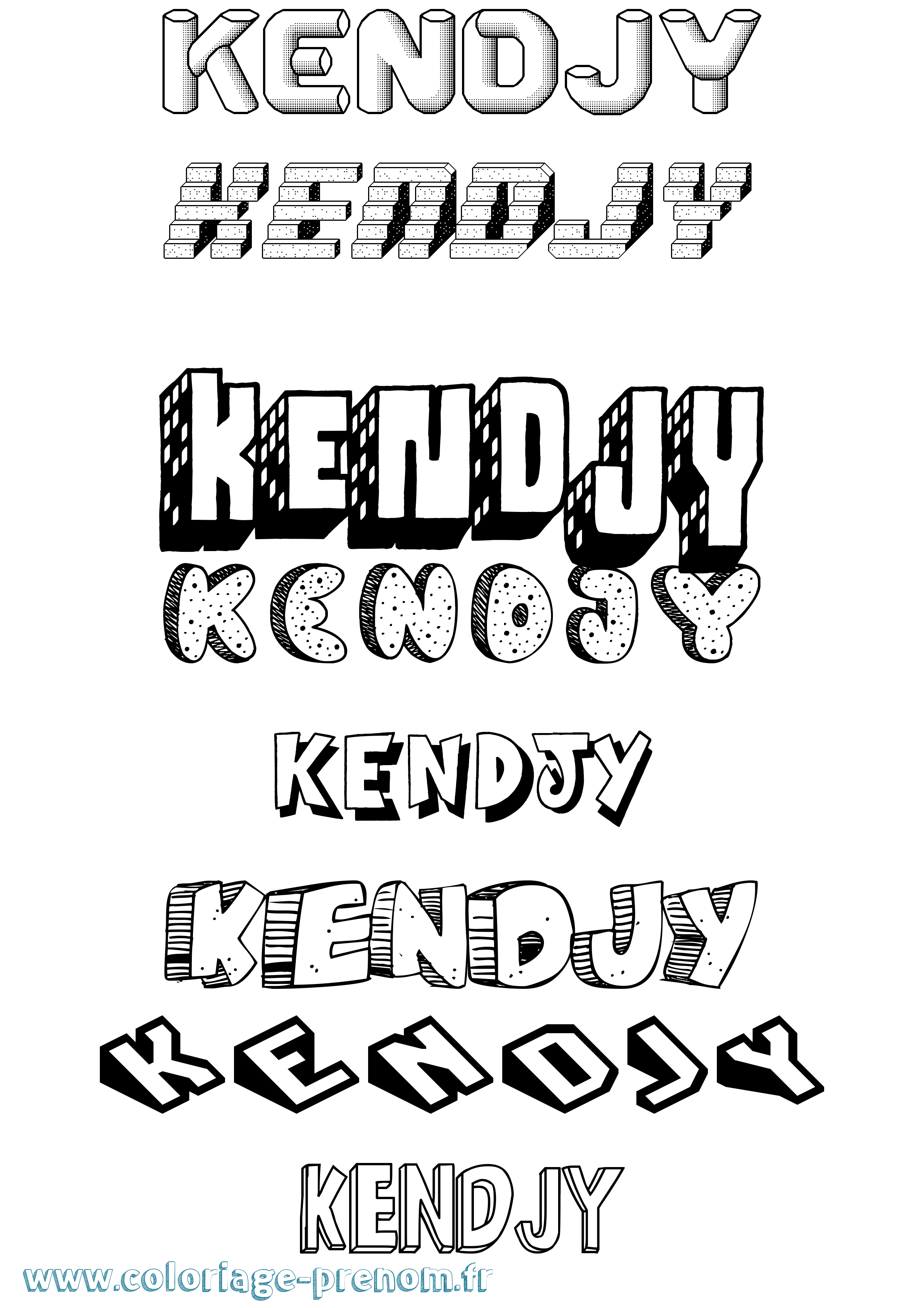 Coloriage Kendjy Effet 3D Coloriage prénom Kendjy Effet 3D