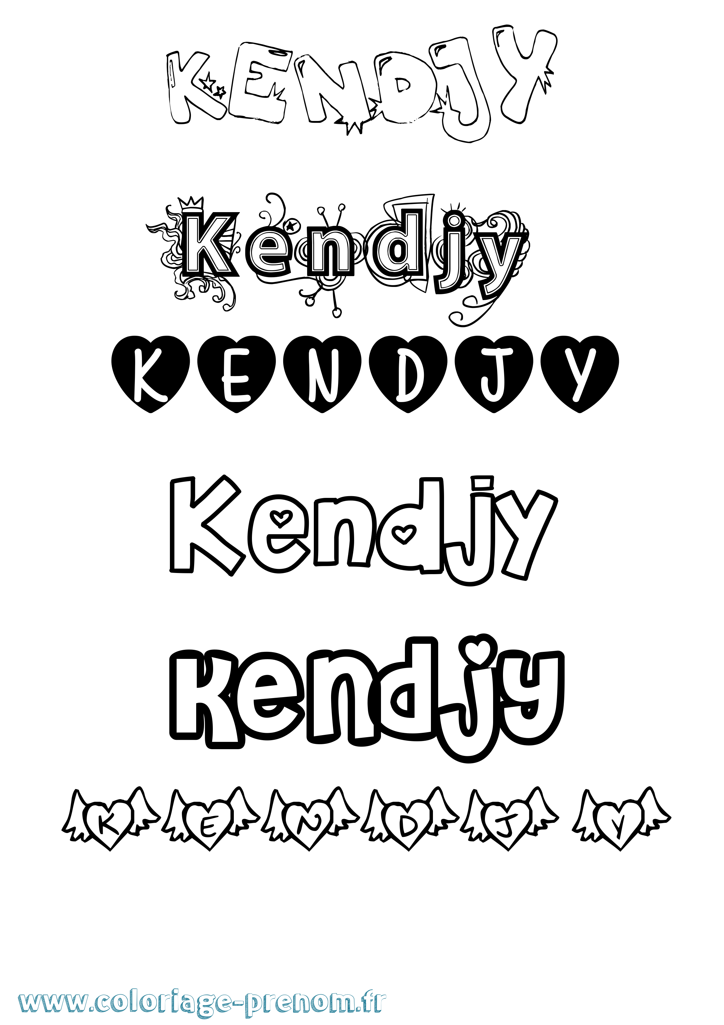 Coloriage Kendjy Girly Coloriage prénom Kendjy Girly