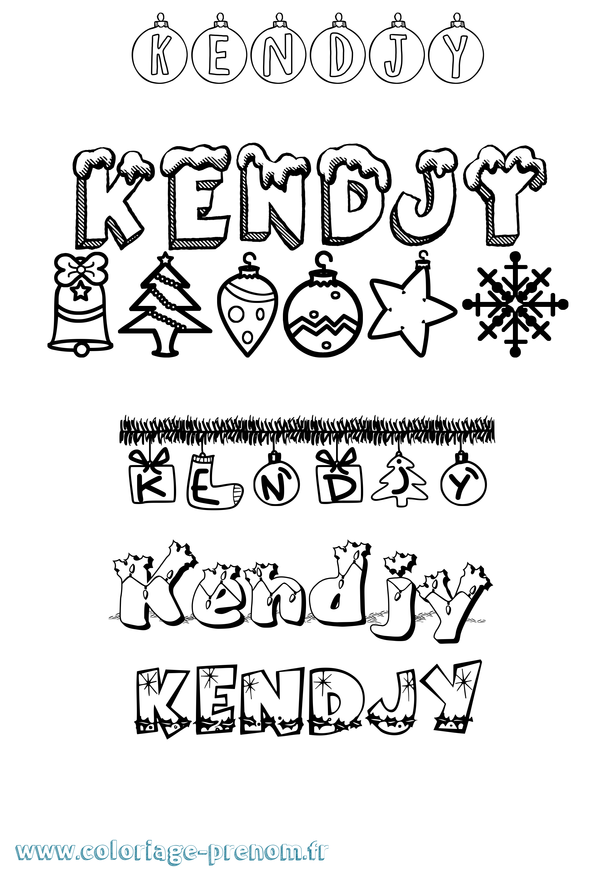 Coloriage Kendjy Noël Coloriage prénom Kendjy Noël