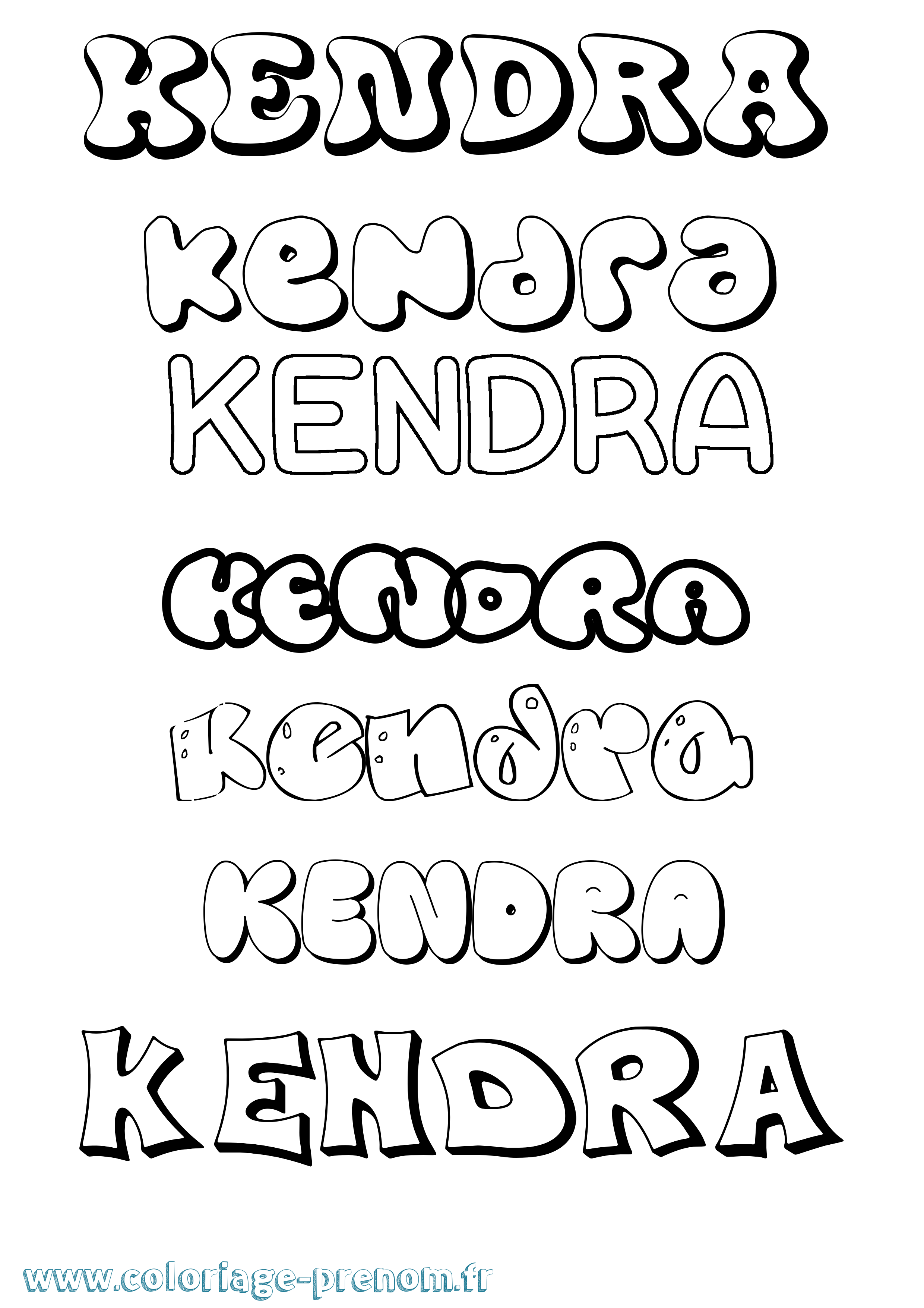 Coloriage Kendra Bubble Coloriage prénom Kendra Bubble