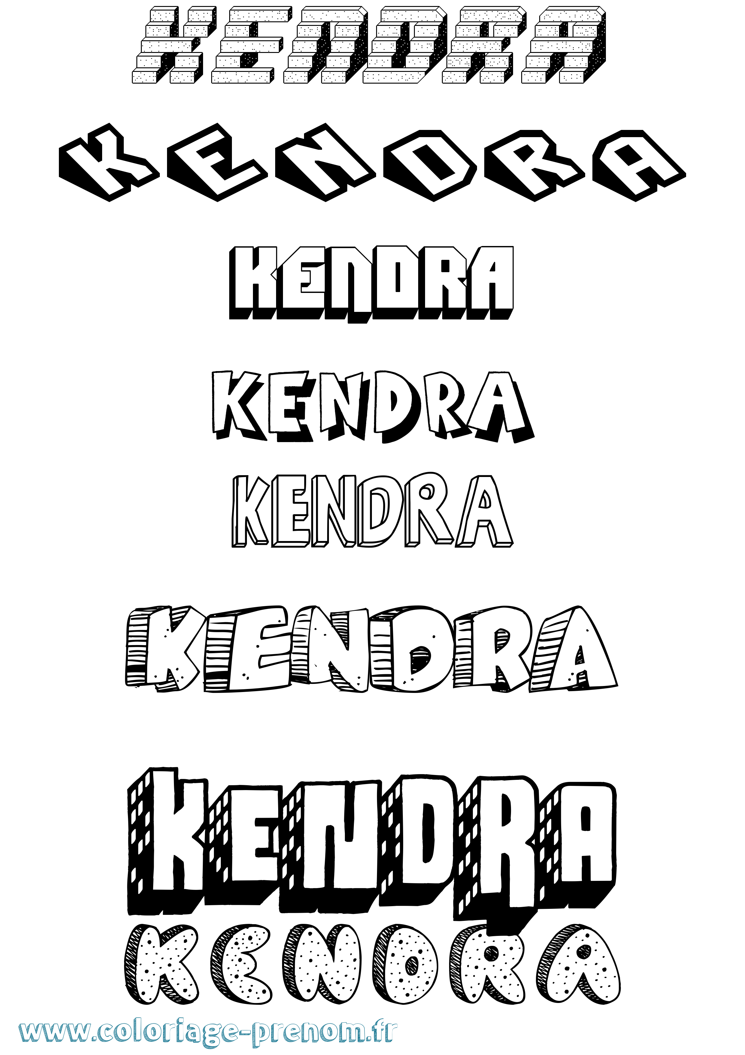 Coloriage Kendra Effet 3D Coloriage prénom Kendra Effet 3D