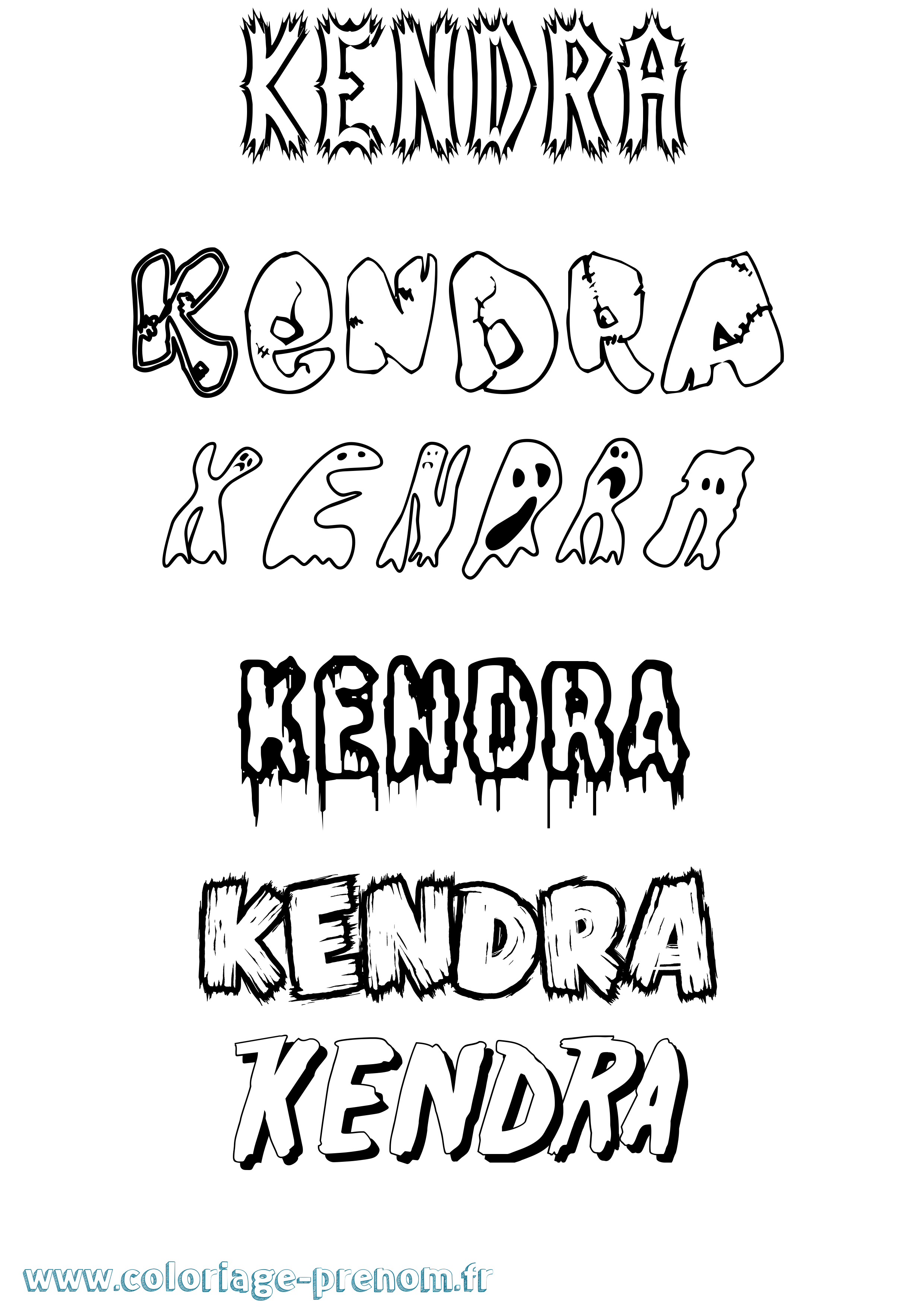 Coloriage Kendra Frisson Coloriage prénom Kendra Frisson