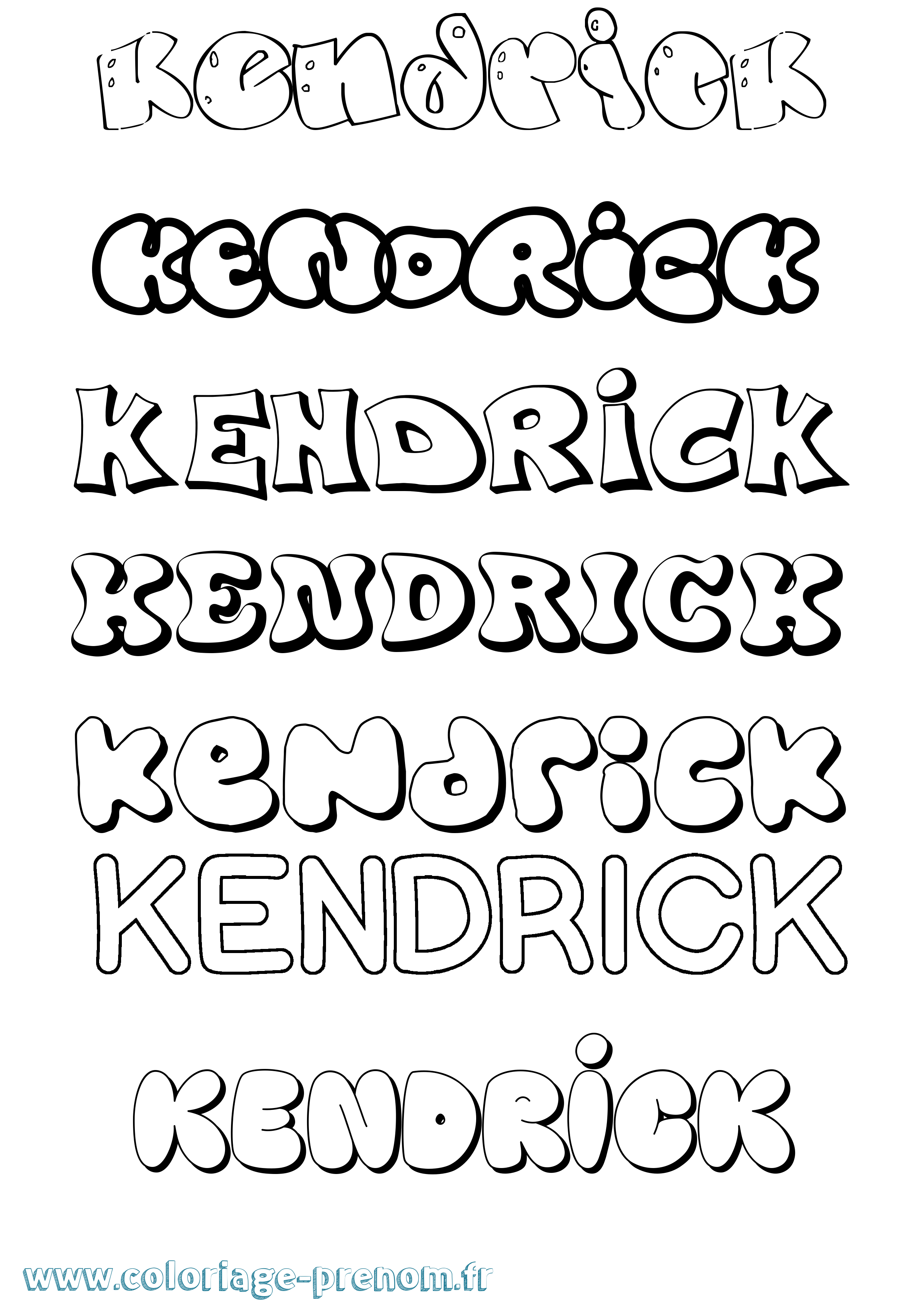 Coloriage Kendrick Bubble Coloriage prénom Kendrick Bubble