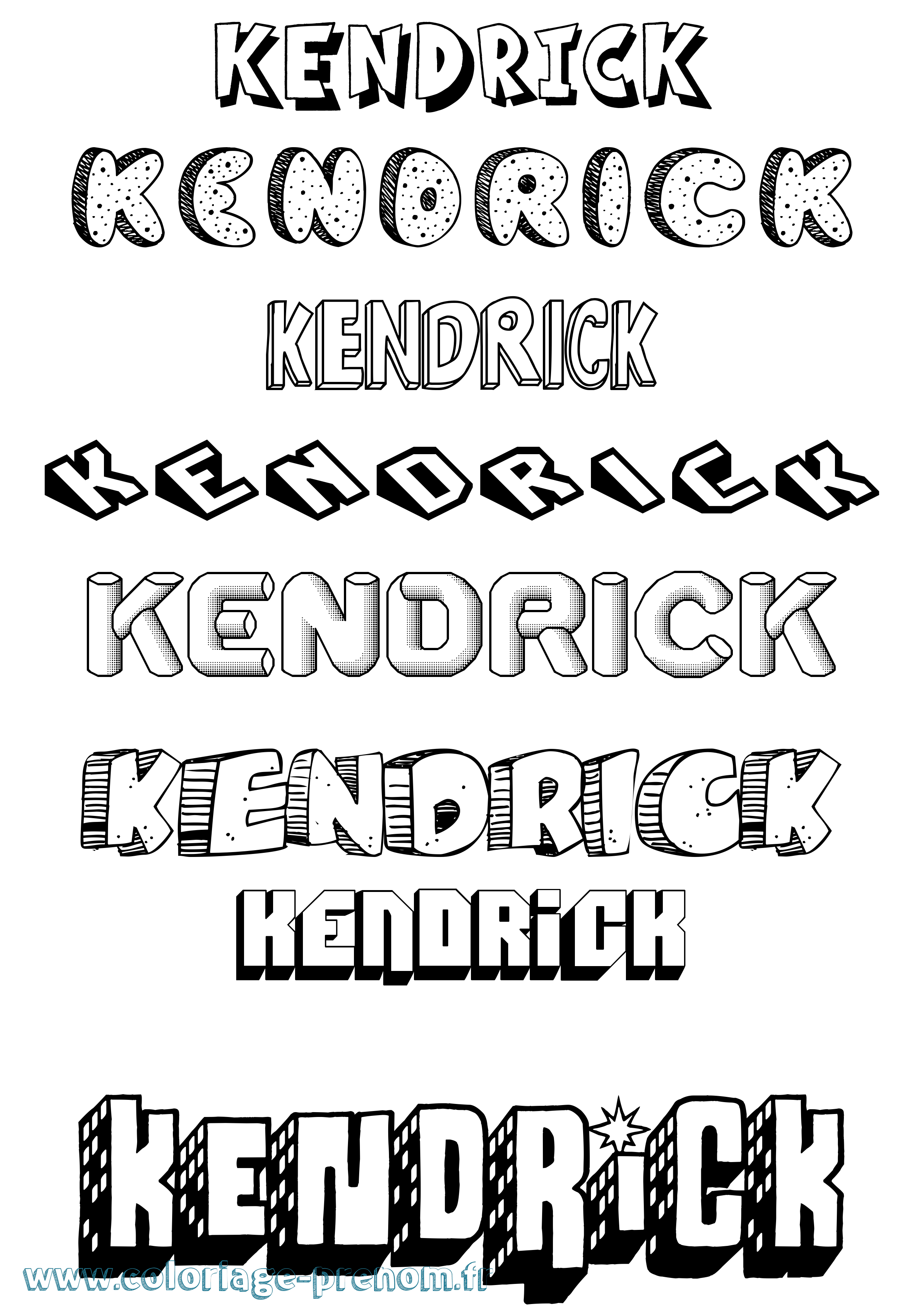 Coloriage Kendrick Effet 3D Coloriage prénom Kendrick Effet 3D