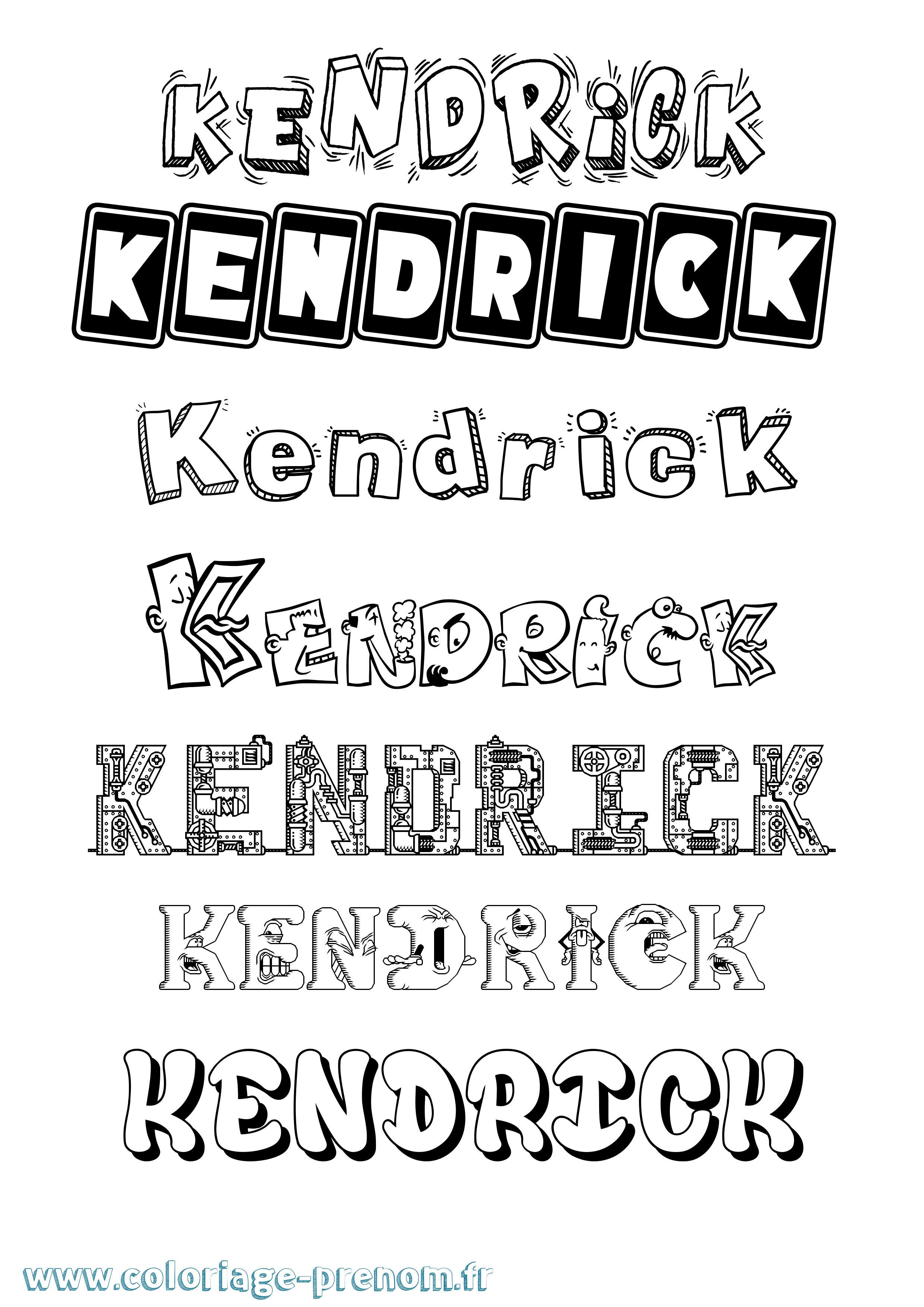 Coloriage Kendrick Fun Coloriage prénom Kendrick Fun