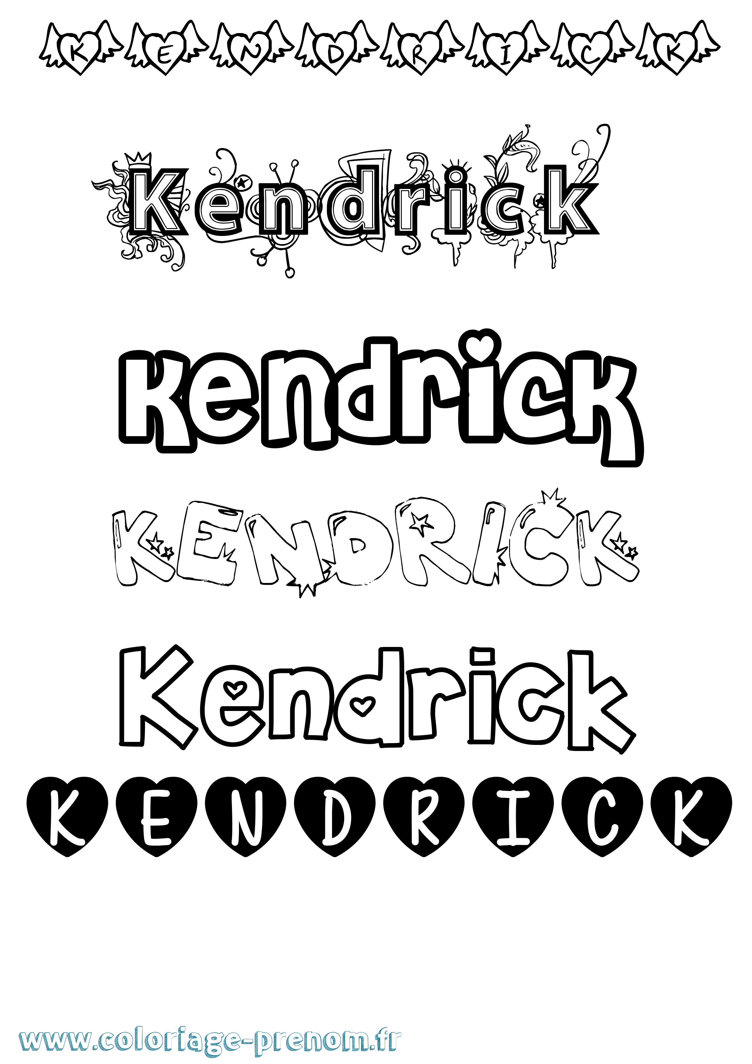 Coloriage Kendrick Girly Coloriage prénom Kendrick Girly