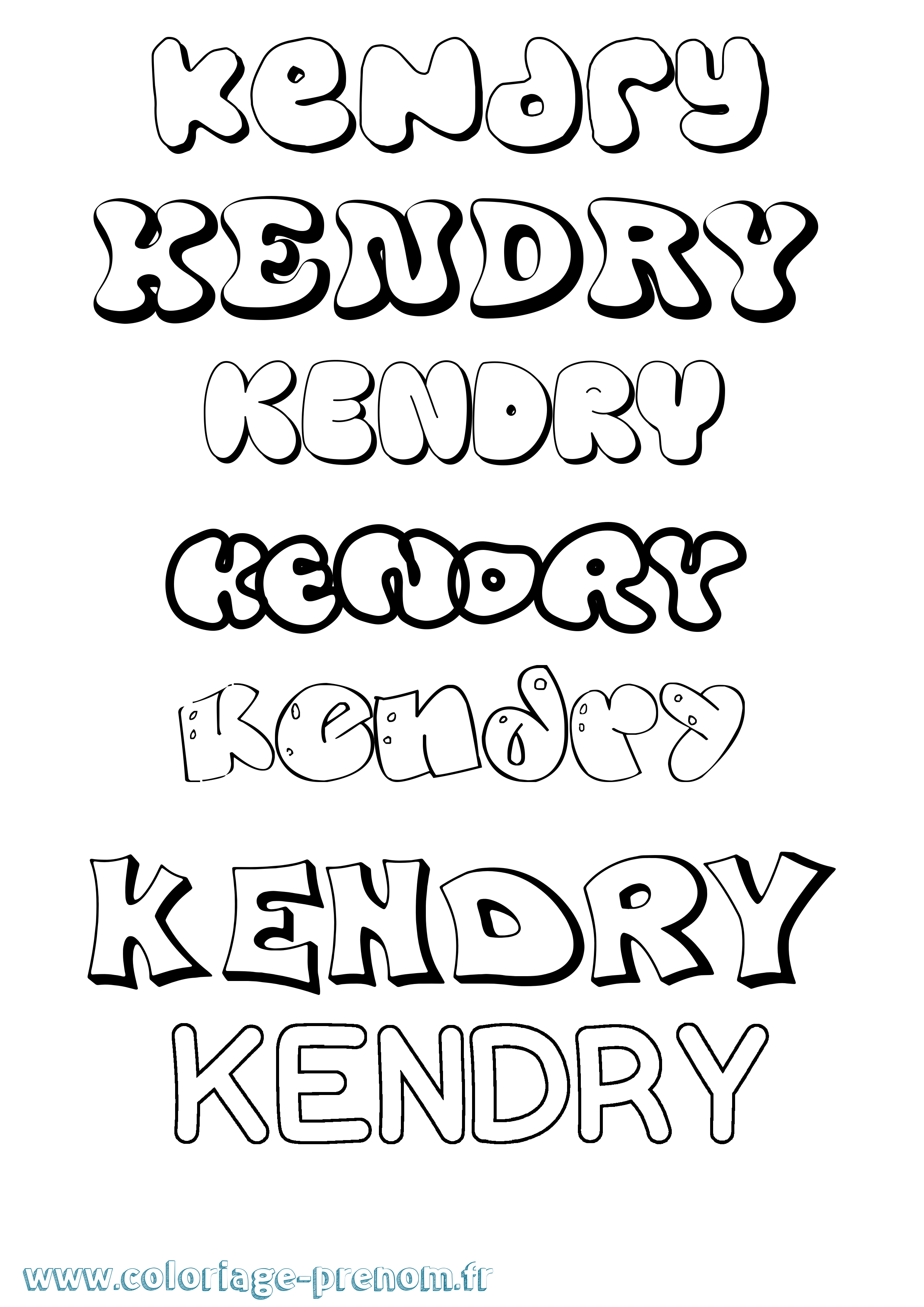 Coloriage Kendry Bubble Coloriage prénom Kendry Bubble