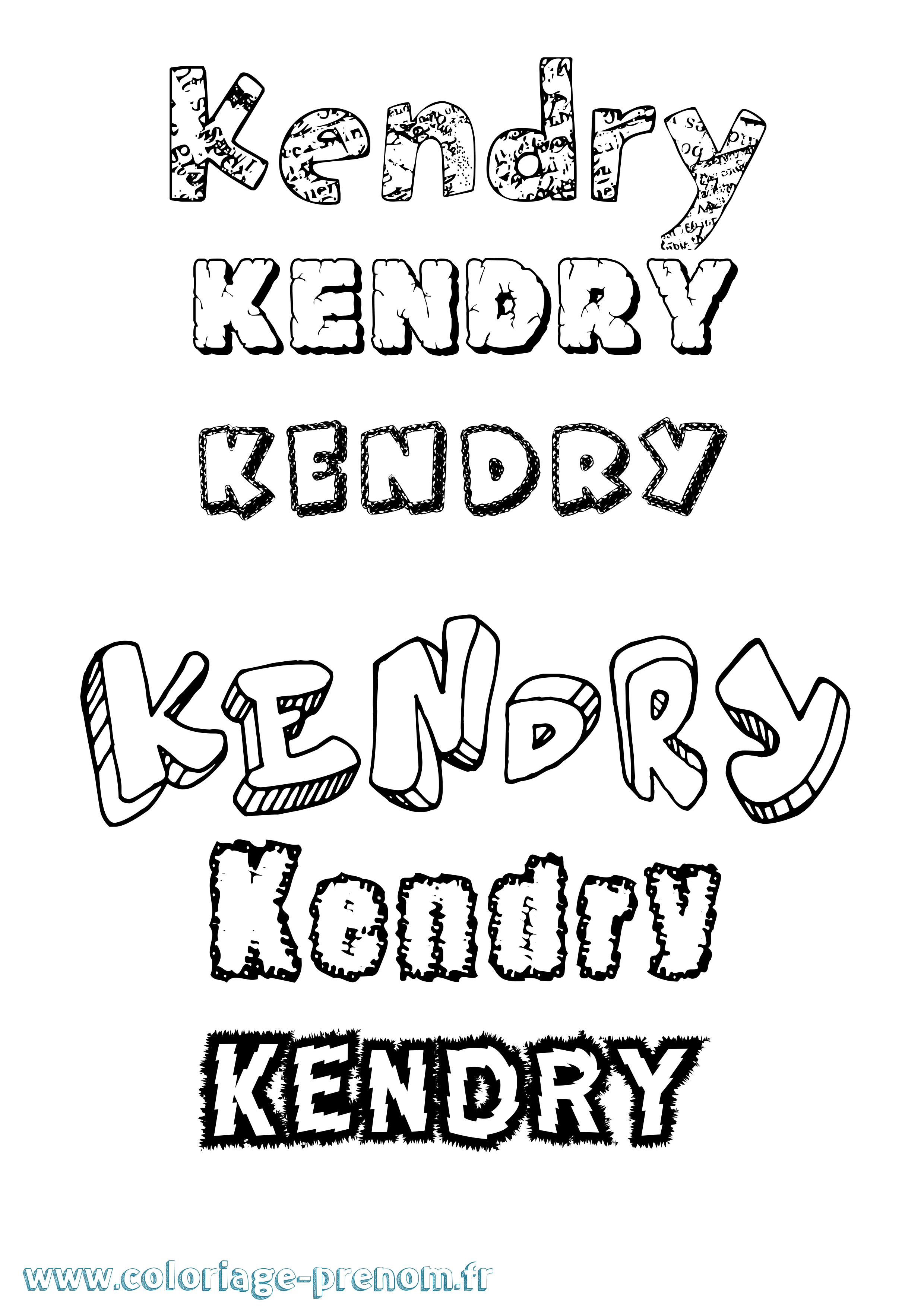 Coloriage Kendry Destructuré Coloriage prénom Kendry Destructuré