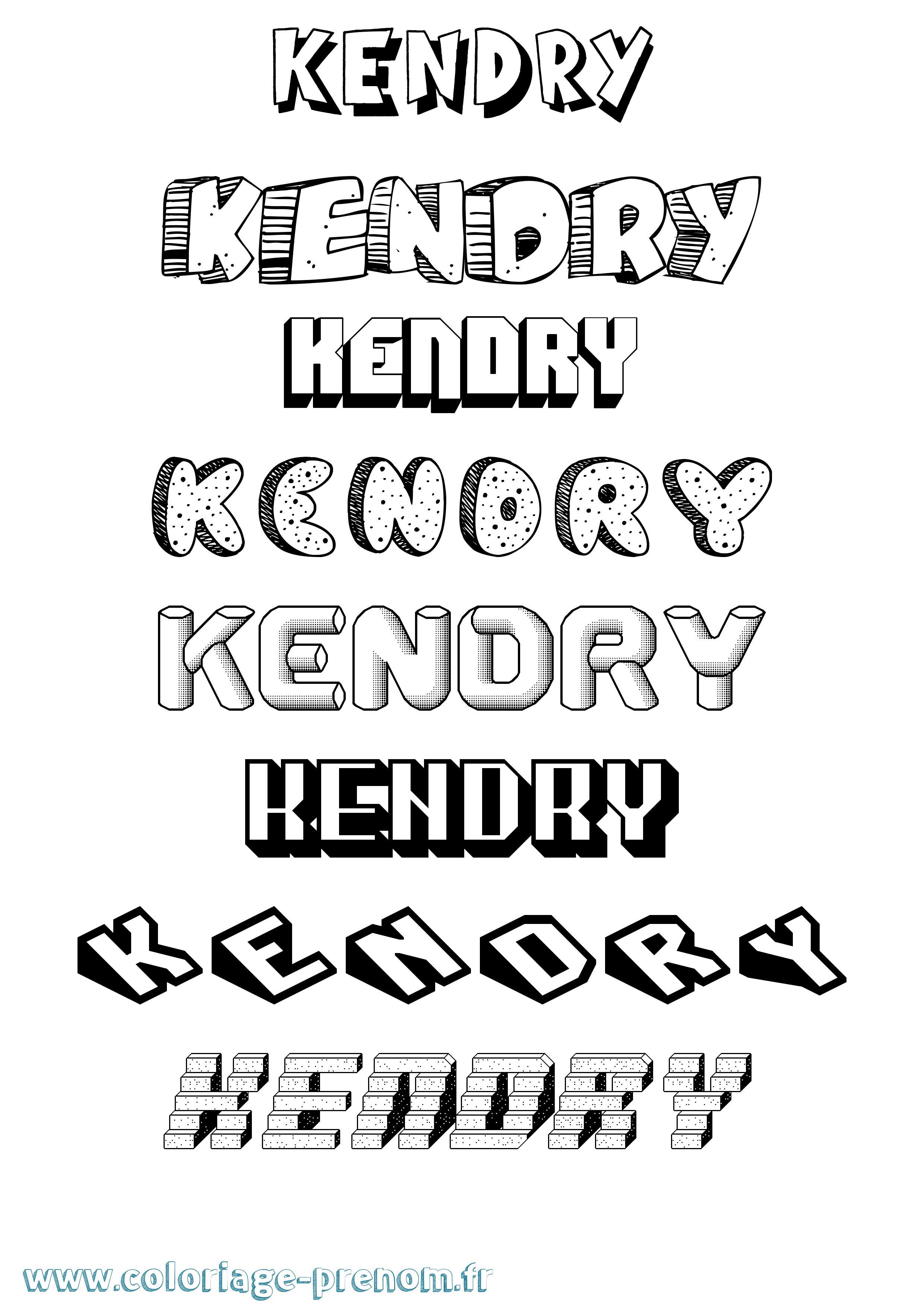 Coloriage Kendry Effet 3D Coloriage prénom Kendry Effet 3D